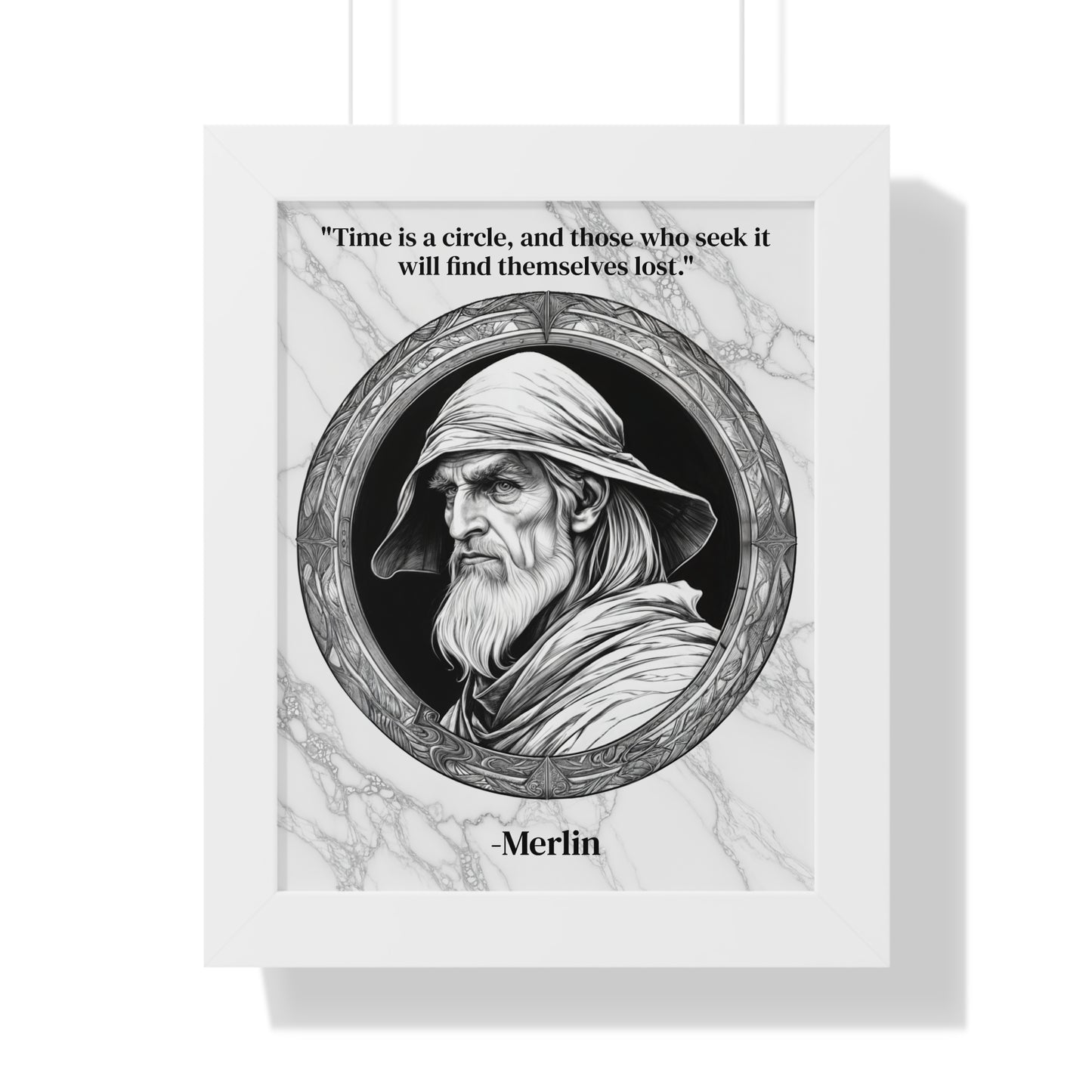 Merlin Magic Wizard Spells Framed Wall Art Inspirational Quote for Fantasy Readers Decor - Perfect Gift for Enchanted Castle Home Lovers Fan