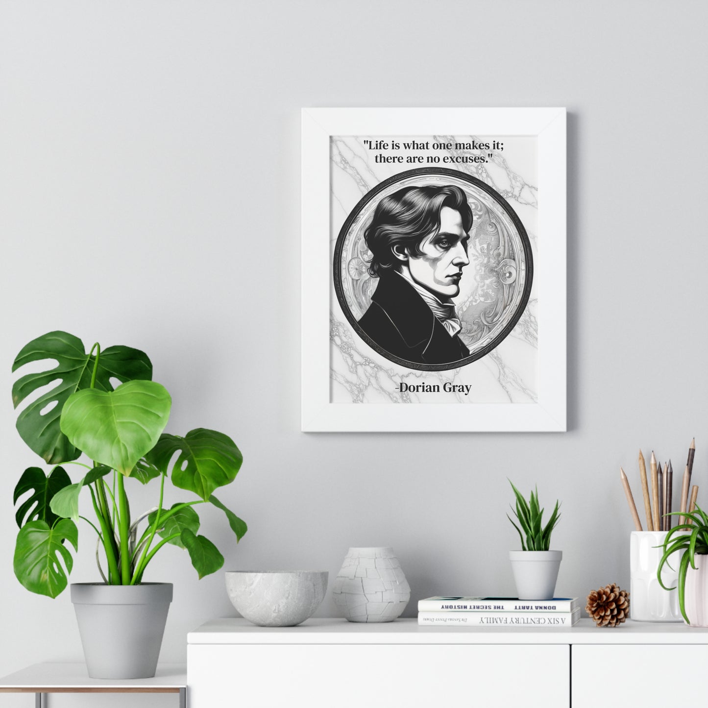 Dorian Gray Inspirational Quote Aesthetic Decor Framed Wall Art for Home Office Gift - Ideal Self-Reflection Quote Print Oscar Wilde Fans