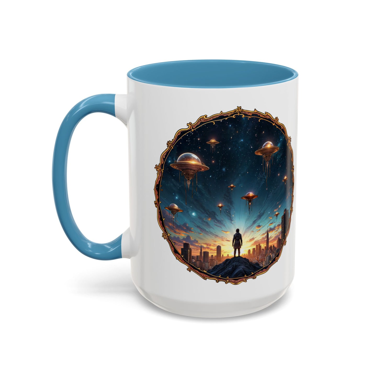 UFO Coffee Mug Featuring Alien Family Reunion Quote - for Intergalactic Traveler Who Love Unique Quirky Gift Alien Jokes QR Code Quote Video