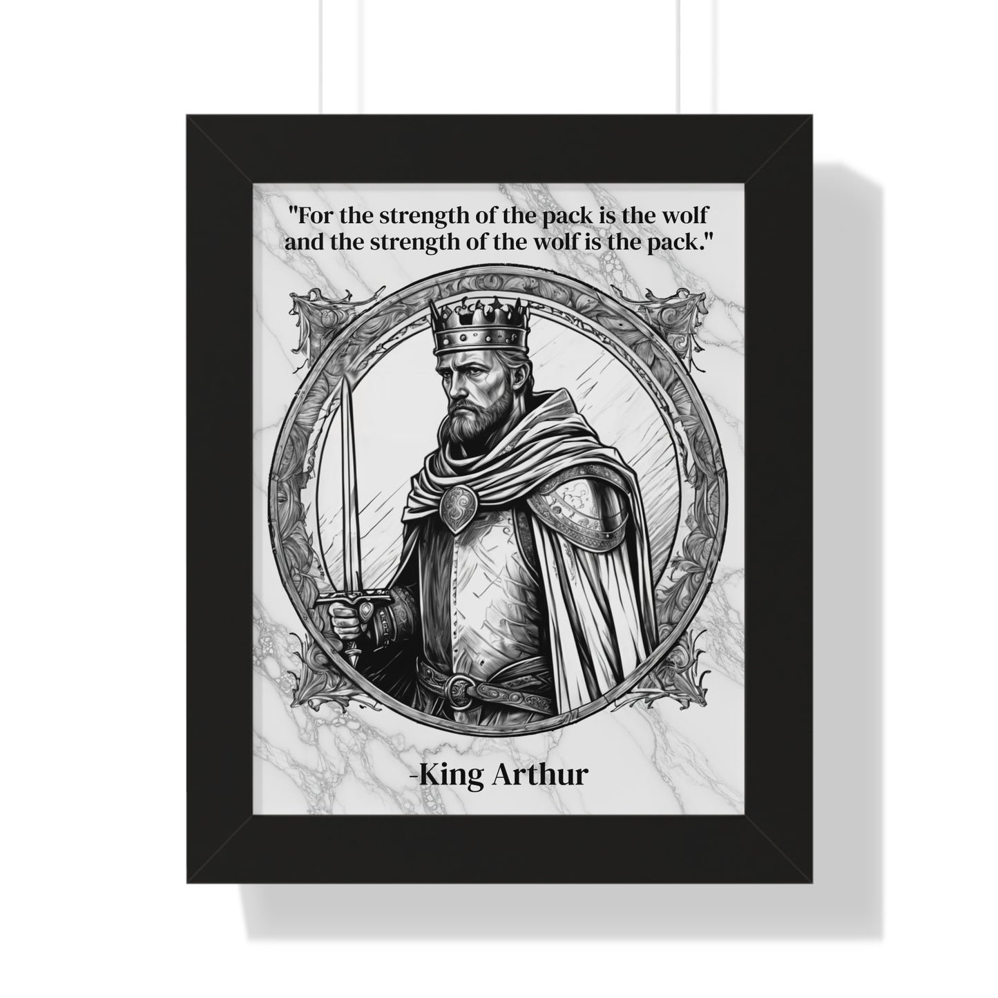 King Arthur Knights Templar Inspirational Framed Wall Art Quote for Fantasy Lovers Castle Decor - Great Gift for Medieval History Fans