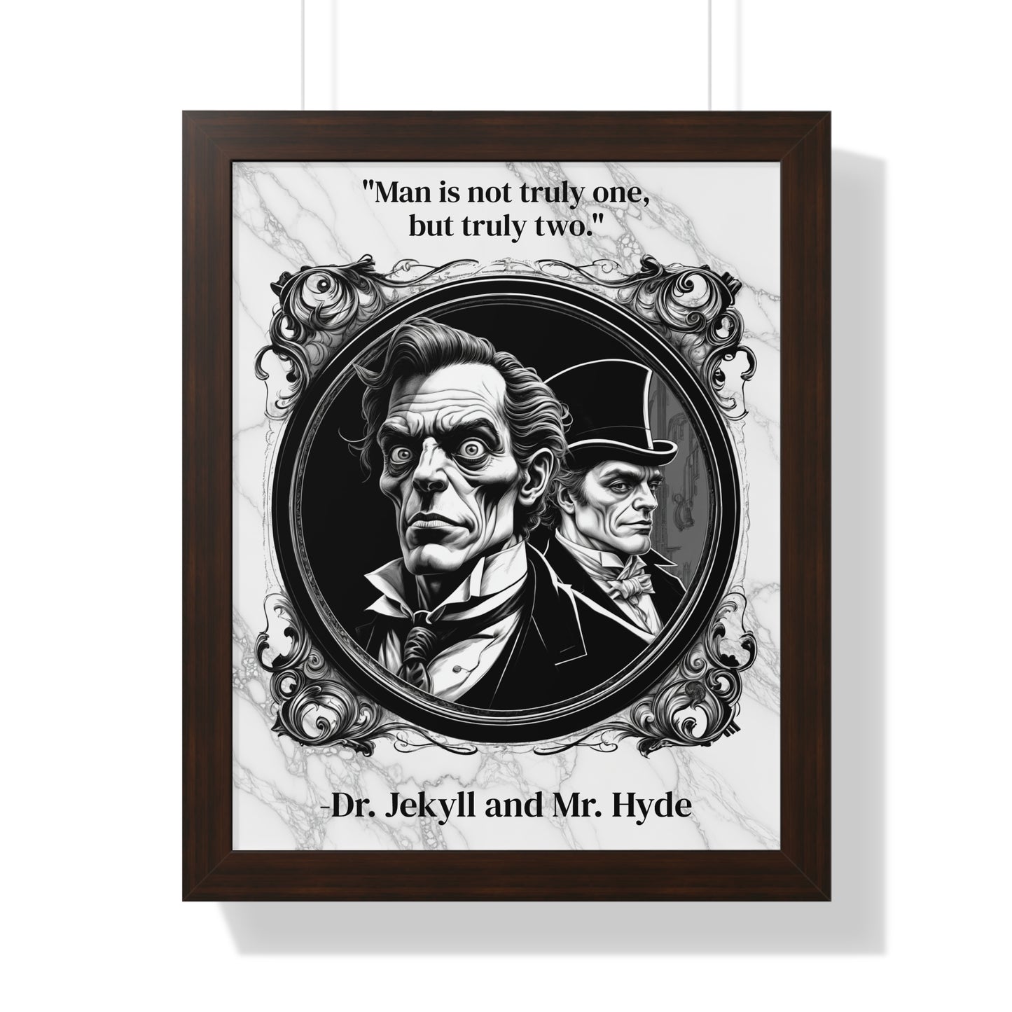 Dr. Jekyll and Mr. Hyde Inspirational Quote Gothic Decor Framed Wall Art for Home Office Gift - Duality Quote Print for Literary Enthusiasts