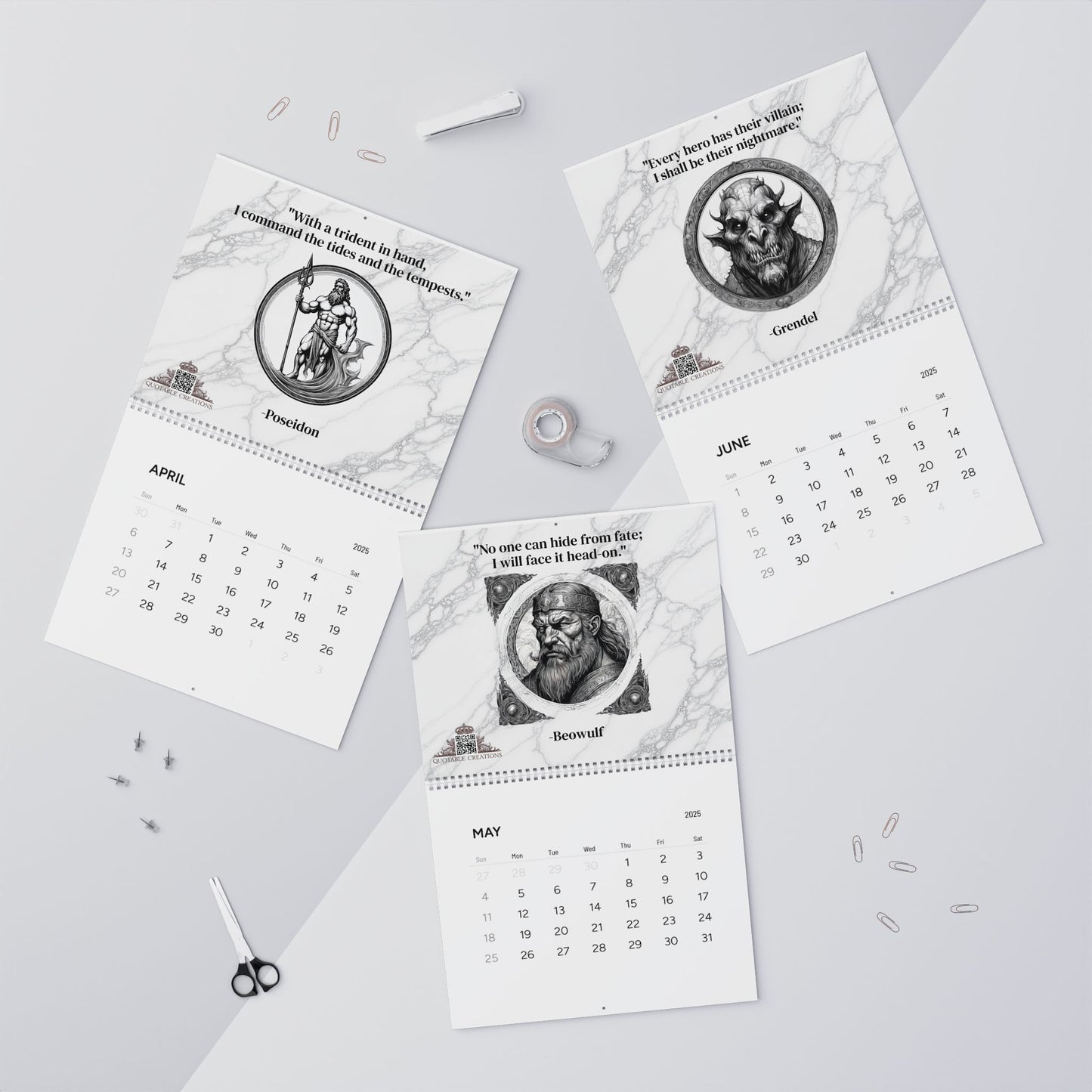 Legendary Heroes & Quests 2025 Quote Calendar - Timeless Literary Inspiration