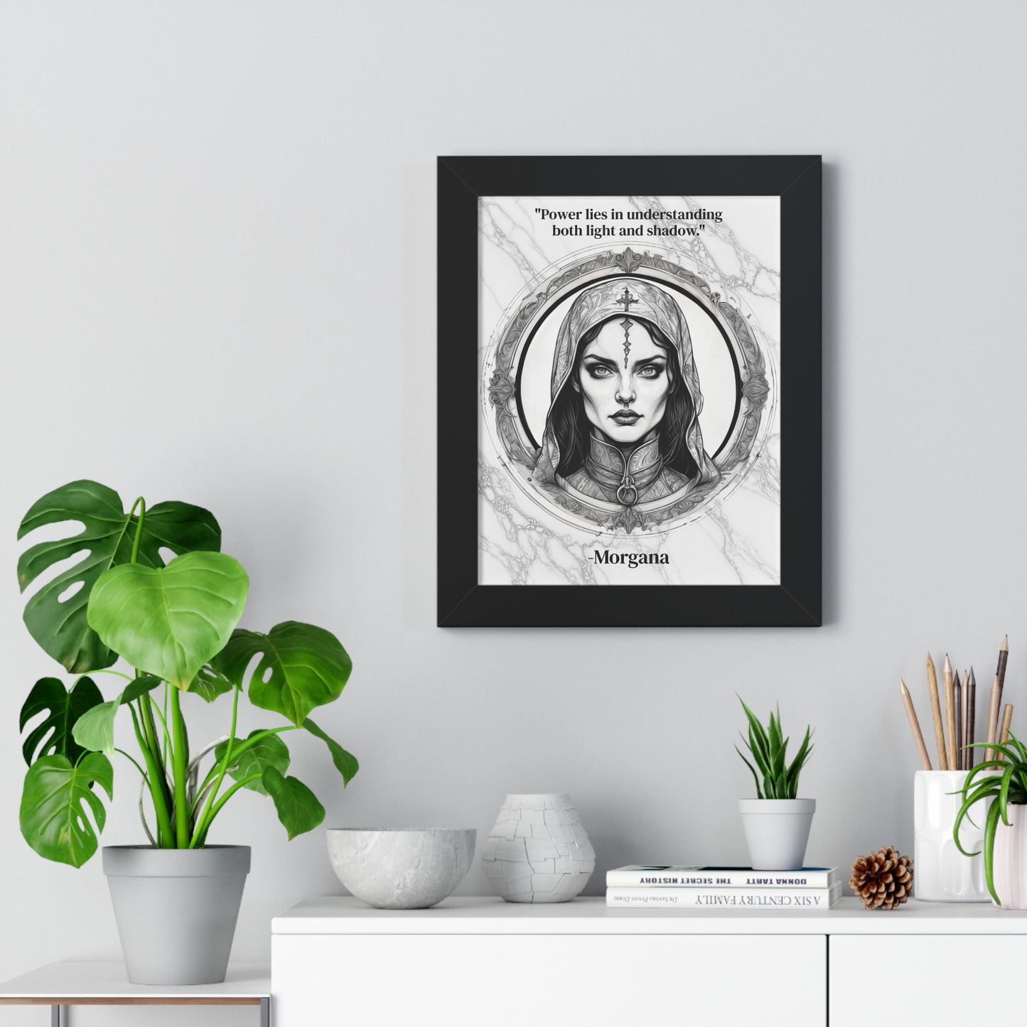 Morgana Fantasy Art Magic Wizard Framed Wall Art Inspirational Quote for Mystical Decor - Unique Gift for Artistic Home Lovers Fans