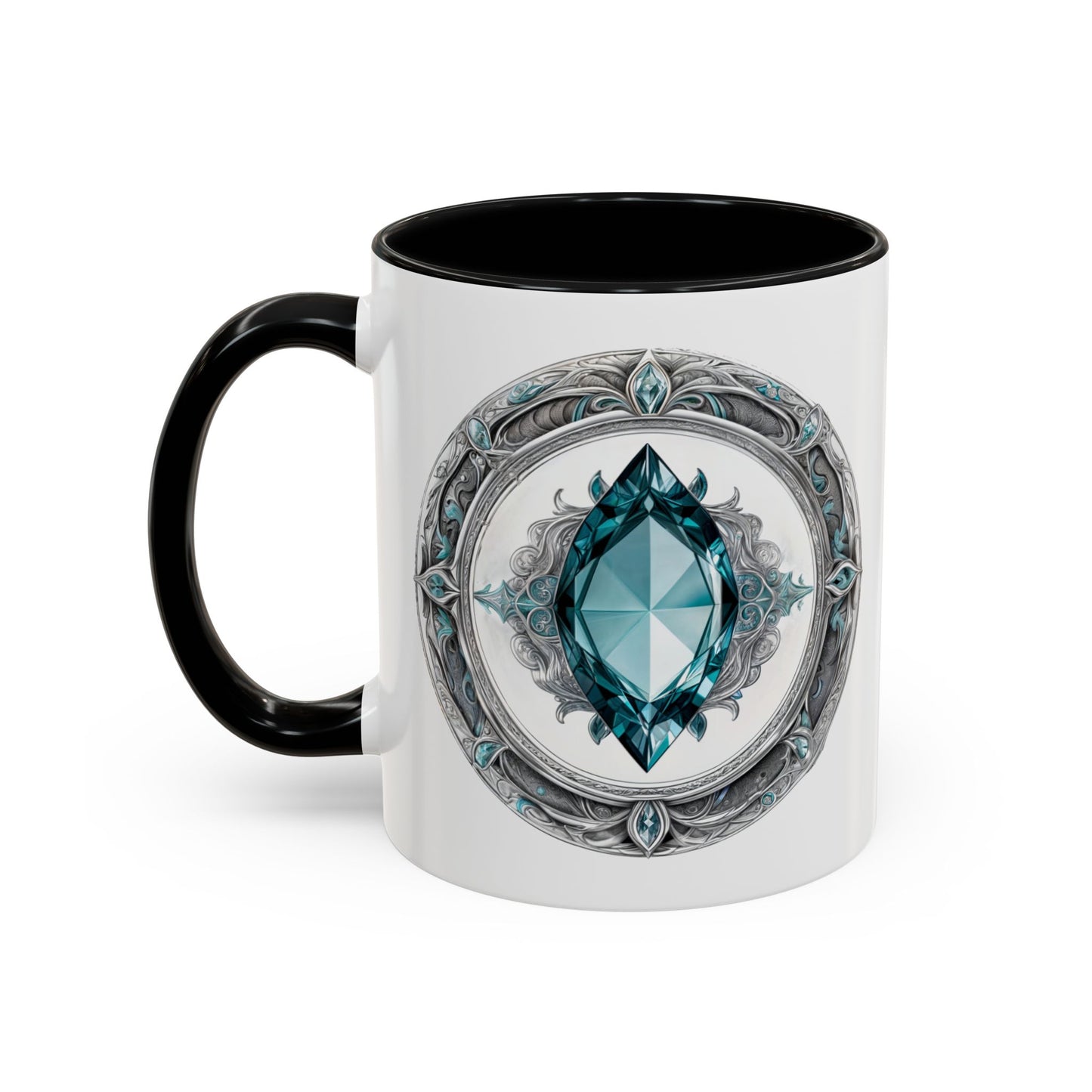 Aquamarine Crystal Coffee Mug with Soothing Quote and QR Code Great Gift for Ocean Lovers Gemstone and Meditation Enthusiasts