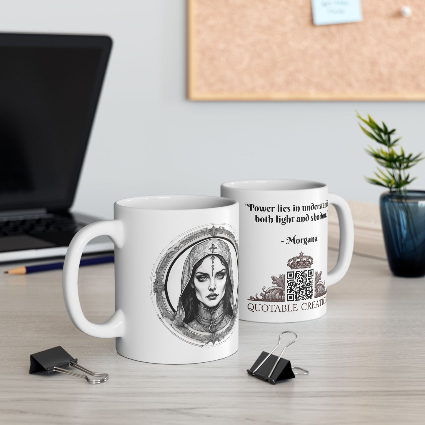 Morgana Inspirational Quote Coffee Mug with QR Code (11, 15oz)