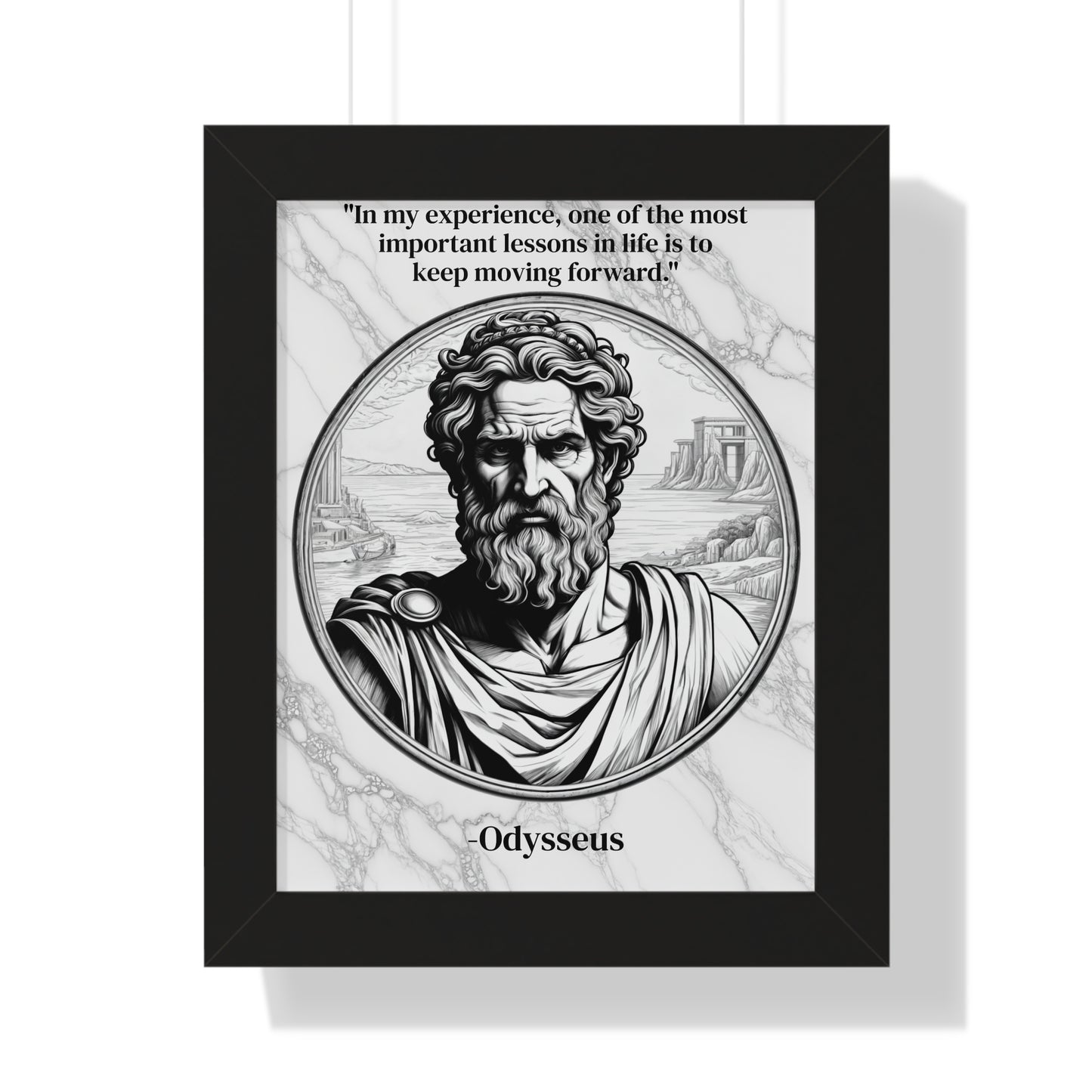 Odysseus Adventure Traveler Inspirational Framed Wall Art Quote for Literary Lovers Hero Decor - Perfect Gift for Epic Poetry Book Fans