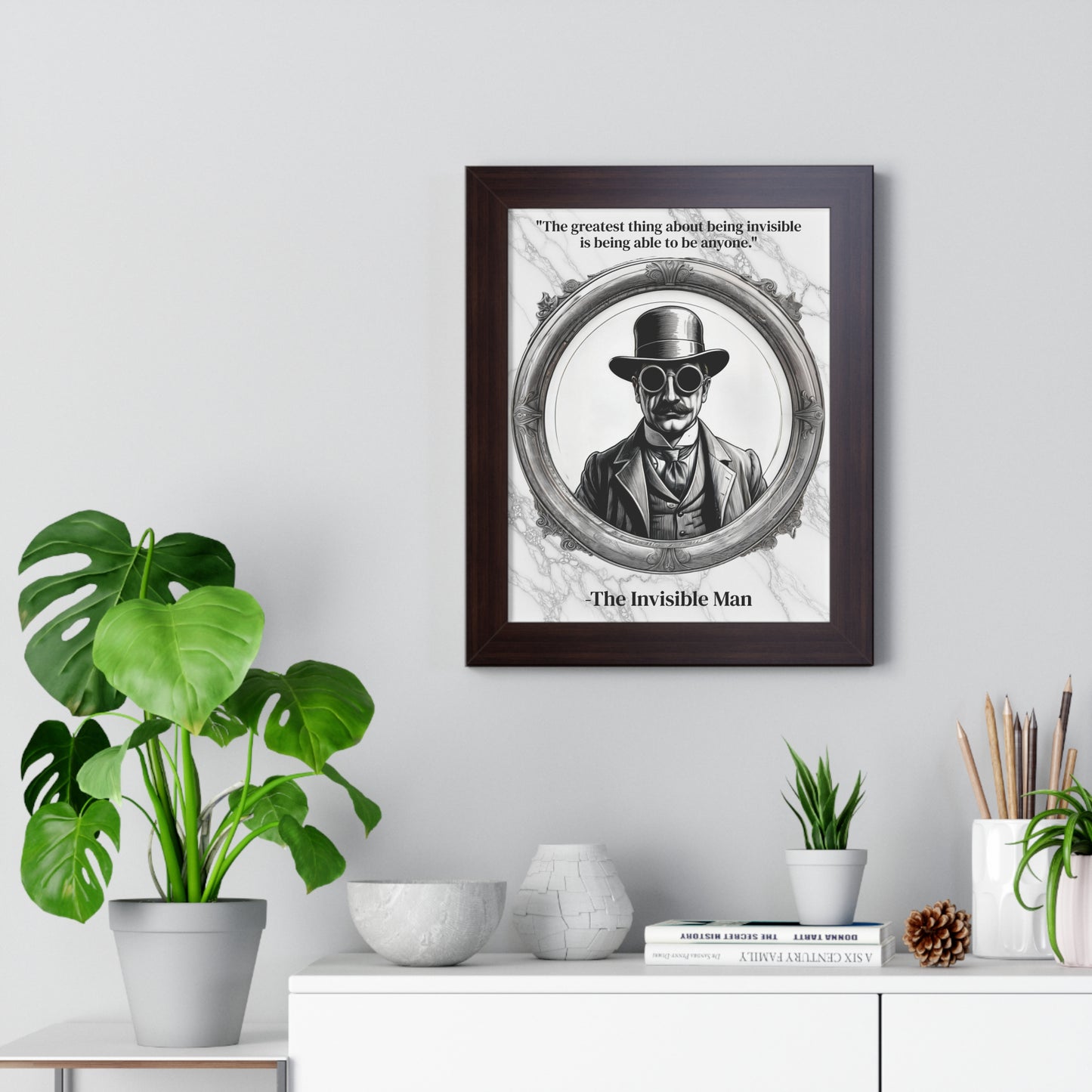 The Invisible Man Inspirational Quote Sci-Fi Decor Framed Wall Art for Home Office Gift - Perfect Quote Print for H.G. Wells Enthusiasts