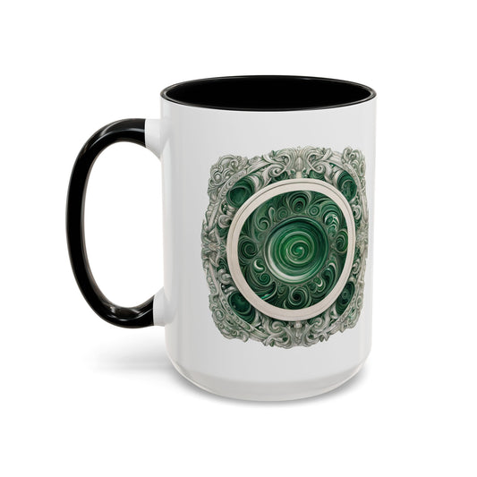 Malachite Crystal Coffee Mug with Inspirational Quote and QR Code Beautiful Gemstone Gift for Green Thumbs and Spiritual Lovers