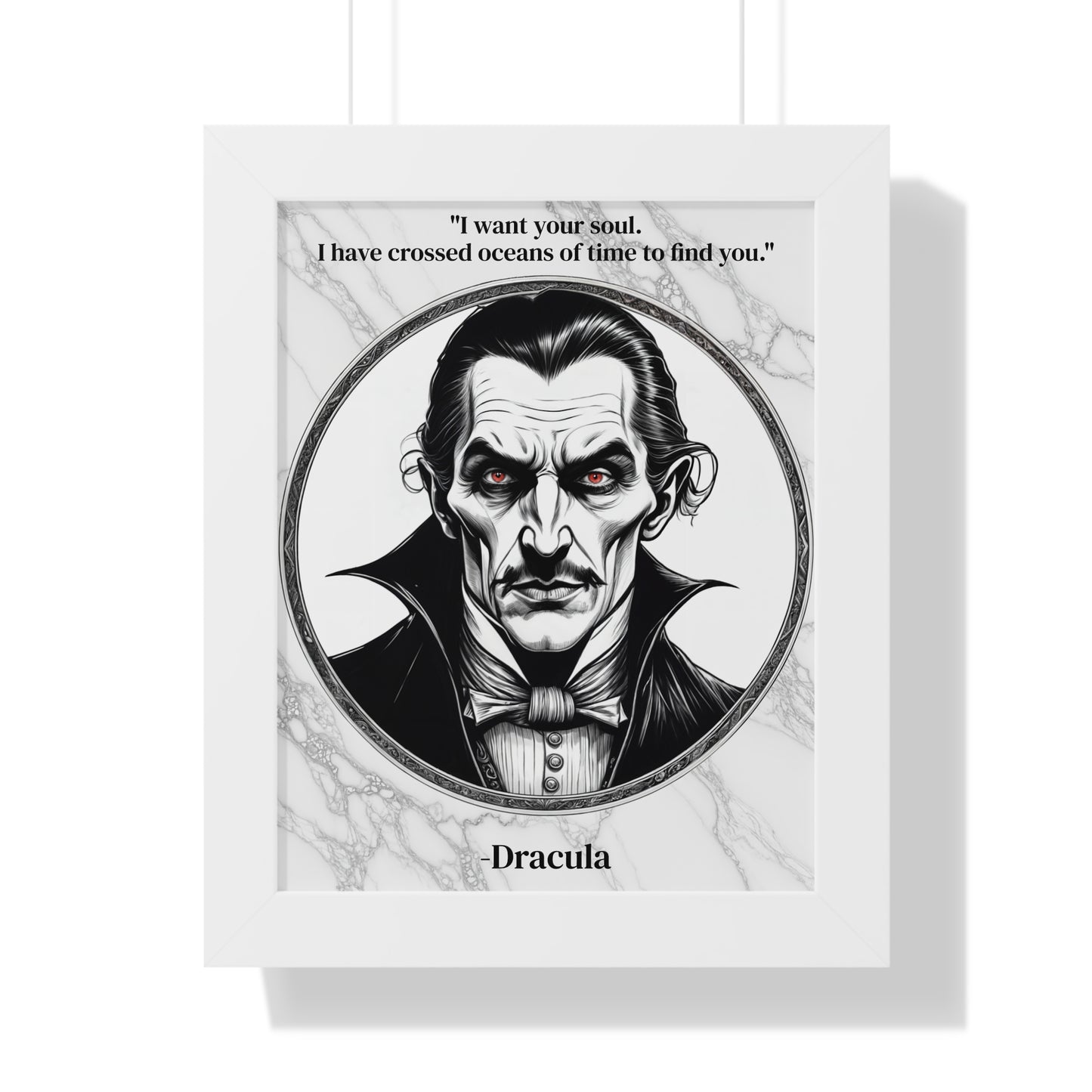 Dracula Inspirational Quote Gothic Decor Framed Wall Art for Home Office Gift - Ideal Vampire Quote Print for Horror Literature Lovers