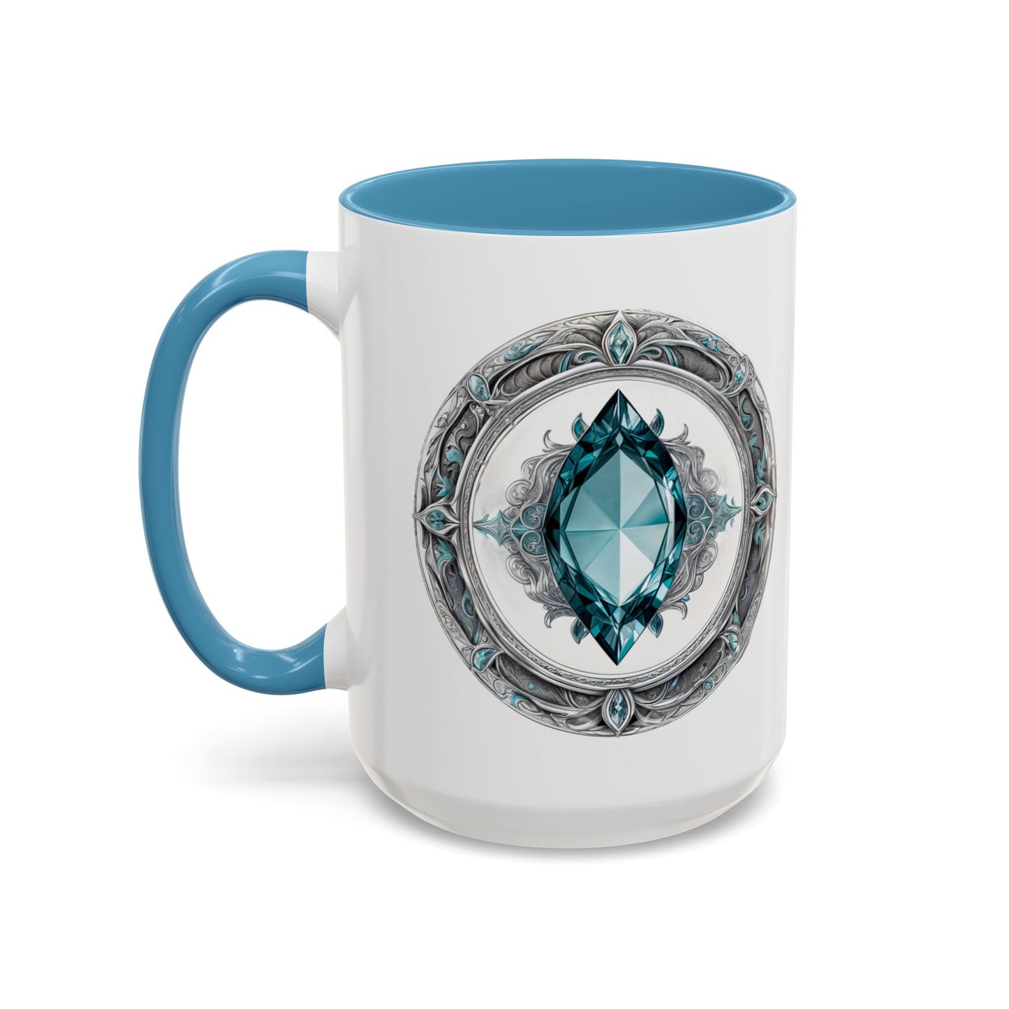 Aquamarine Crystal Coffee Mug with Soothing Quote and QR Code Great Gift for Ocean Lovers Gemstone and Meditation Enthusiasts