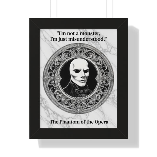 The Phantom of the Opera Inspirational Quote Art Decor Framed Wall Art for Home Office Gift - Perfect Quote Print for Music and Mystery Fans