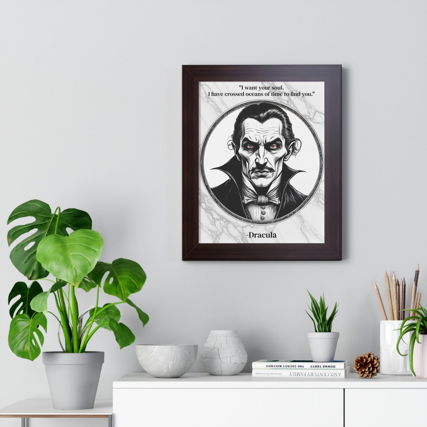 Dracula Inspirational Quote Gothic Decor Framed Wall Art for Home Office Gift - Ideal Vampire Quote Print for Horror Literature Lovers