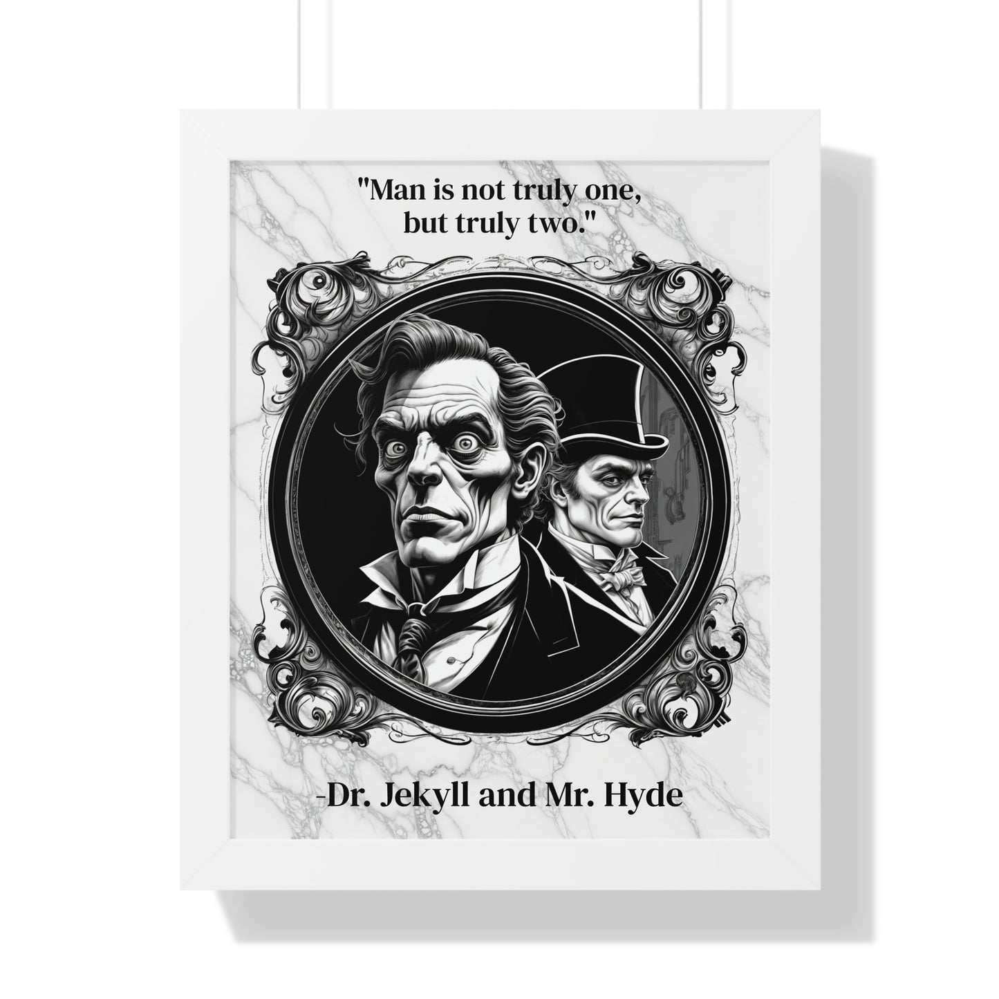 Dr. Jekyll and Mr. Hyde Inspirational Quote Gothic Decor Framed Wall Art for Home Office Gift - Duality Quote Print for Literary Enthusiasts