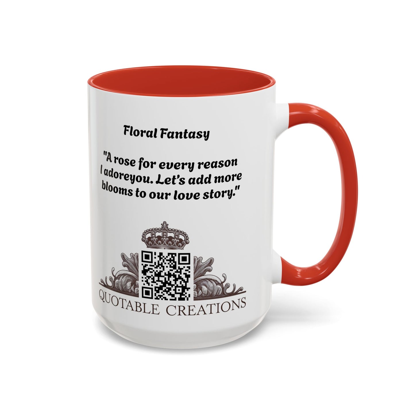 Floral Fantasy Mug Bright and Cheerful Gift for Loved Ones Romantic Present Celebrate Lovers Beautiful Moments QR Quote Video Keepsake