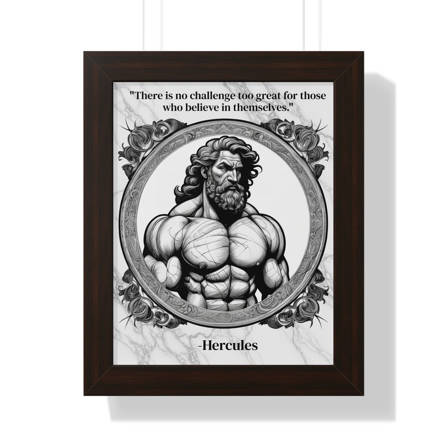 Hercules Inspirational Quote Strength Framed Wall Art for Fitness Motivation Home Decor - Perfect Gift for Workout Enthusiasts Fans