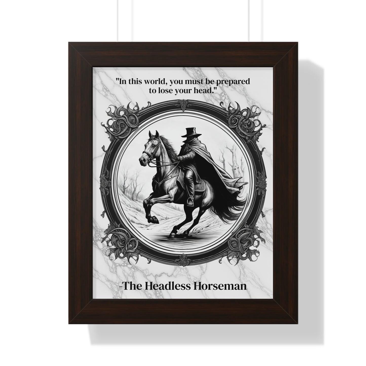 The Headless Horseman Inspirational Quote Halloween Decor Framed Wall Art for Home Office Gift - Ideal Legend Quote Print for Spooky Fans