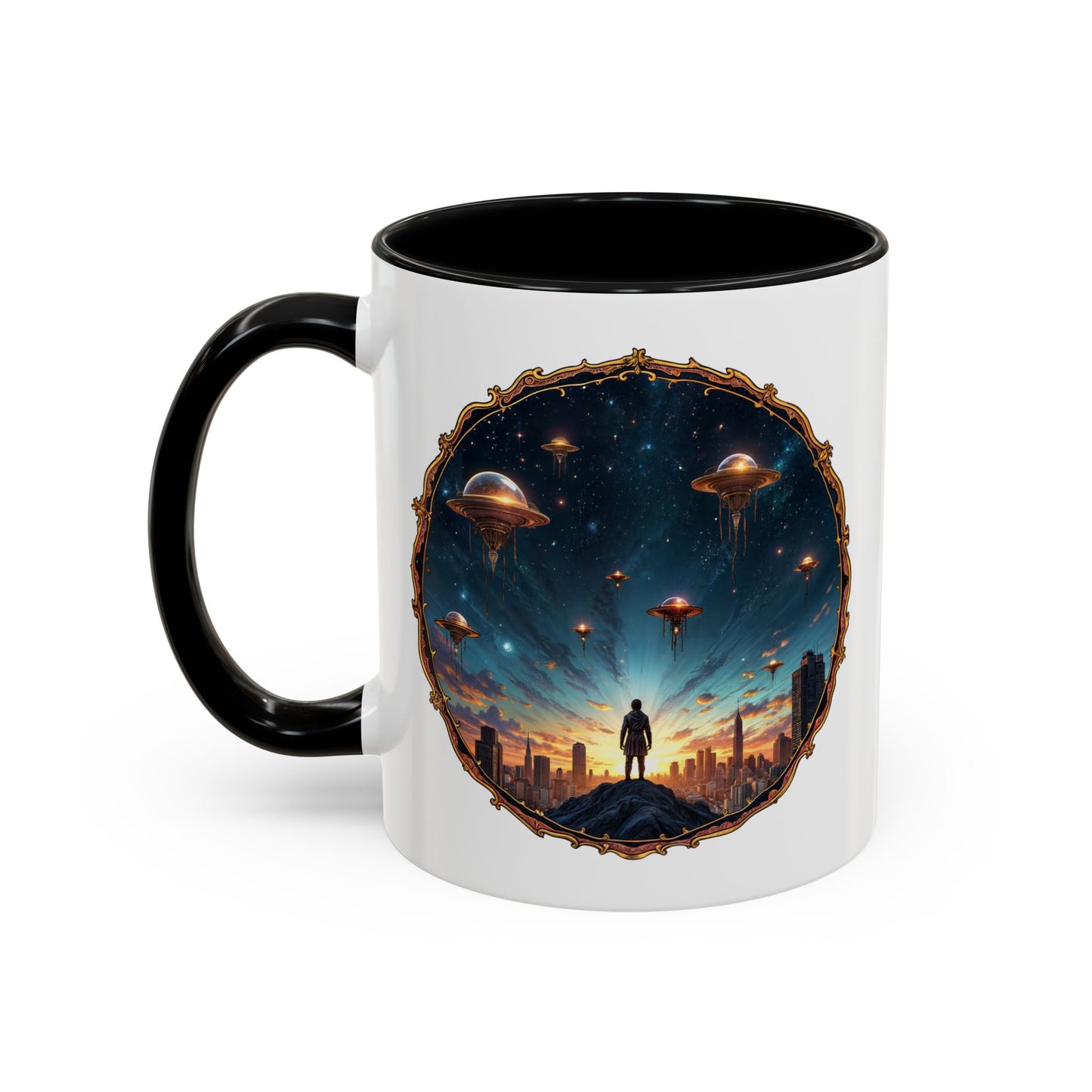 UFO Coffee Mug Featuring Alien Family Reunion Quote for Intergalactic Travelers Who Love Unique Quirky Gifts Alien Jokes QR Code Quote Video