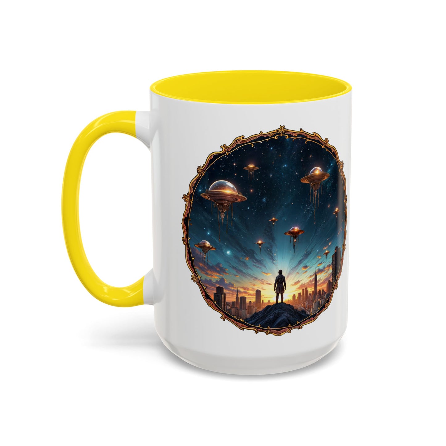 UFO Coffee Mug Featuring Alien Family Reunion Quote - for Intergalactic Traveler Who Love Unique Quirky Gift Alien Jokes QR Code Quote Video