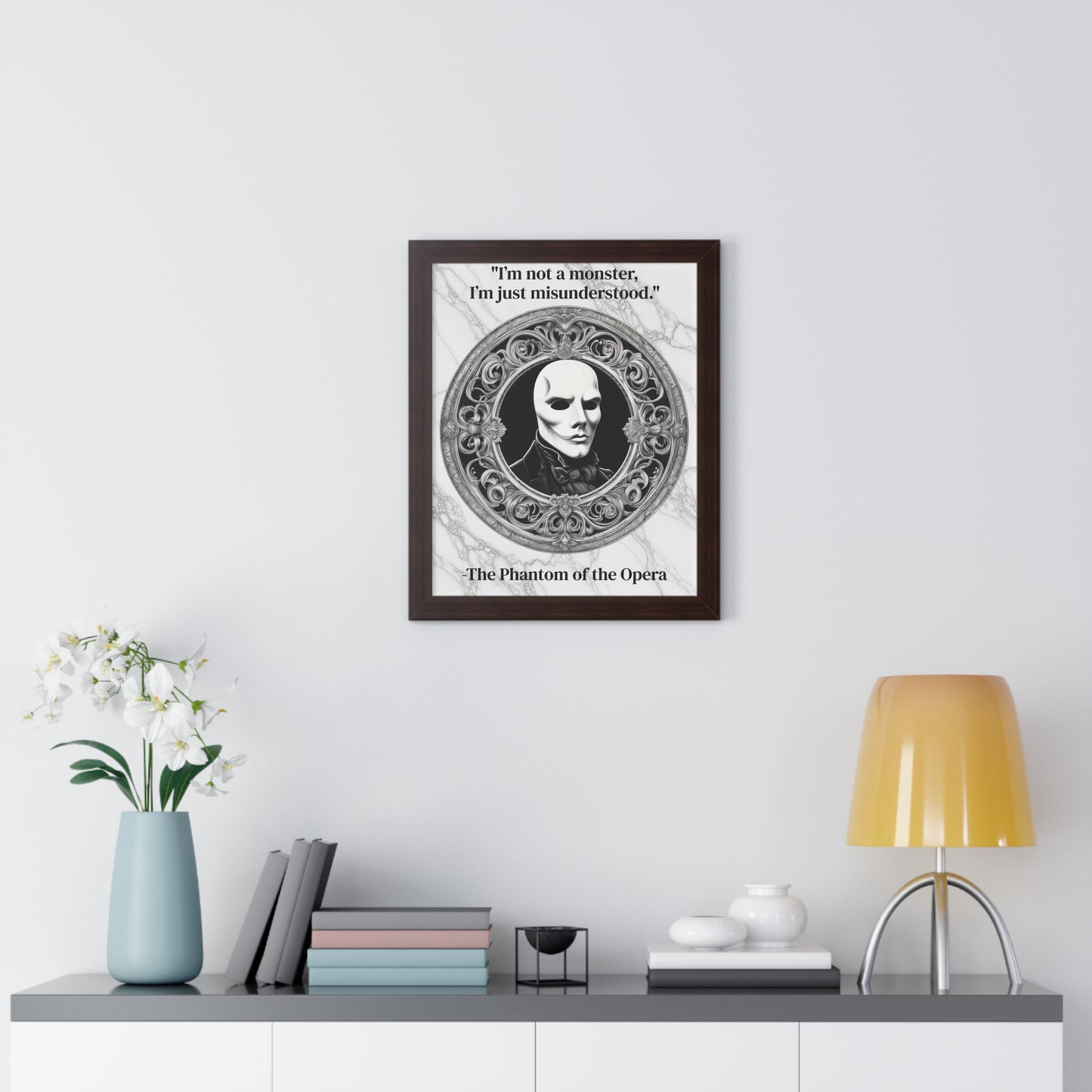 The Phantom of the Opera Inspirational Quote Art Decor Framed Wall Art for Home Office Gift - Perfect Quote Print for Music and Mystery Fans