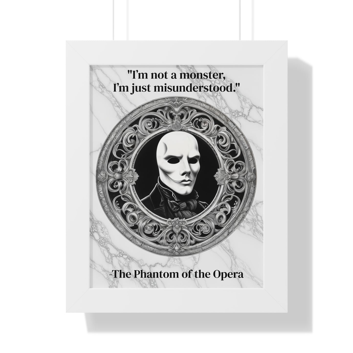 The Phantom of the Opera Inspirational Quote Art Decor Framed Wall Art for Home Office Gift - Perfect Quote Print for Music and Mystery Fans