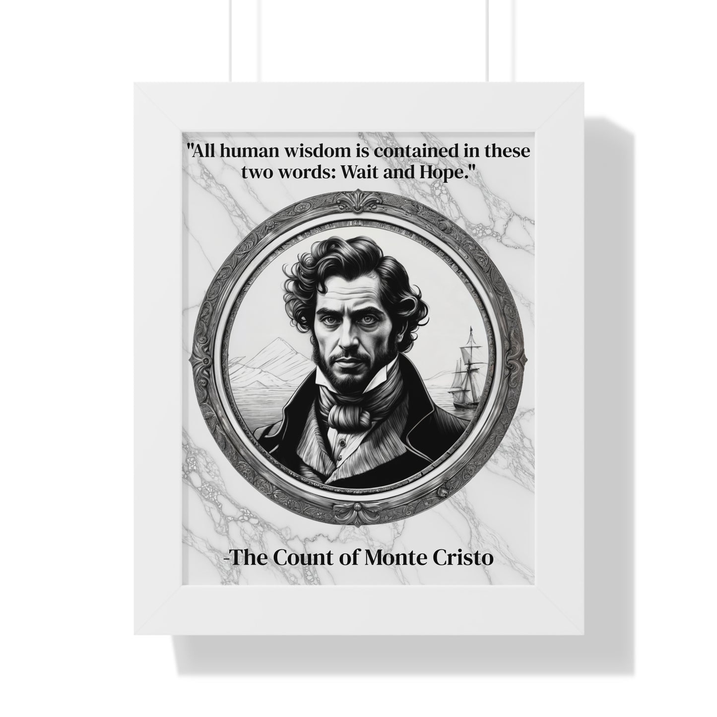 The Count of Monte Cristo Inspirational Quote Decor Framed Wall Art for Home Office Gift - Revenge Quote Print for Classic Literature Lovers