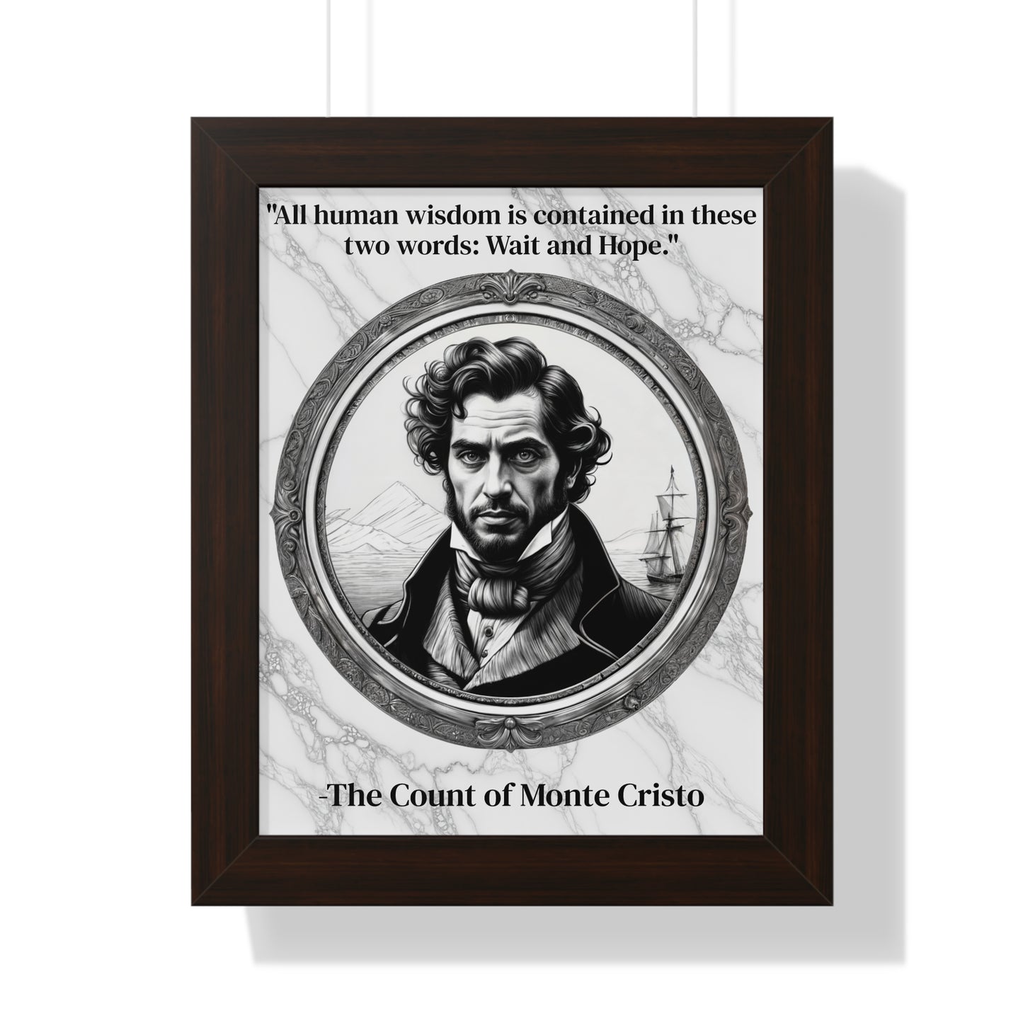 The Count of Monte Cristo Inspirational Quote Decor Framed Wall Art for Home Office Gift - Revenge Quote Print for Classic Literature Lovers