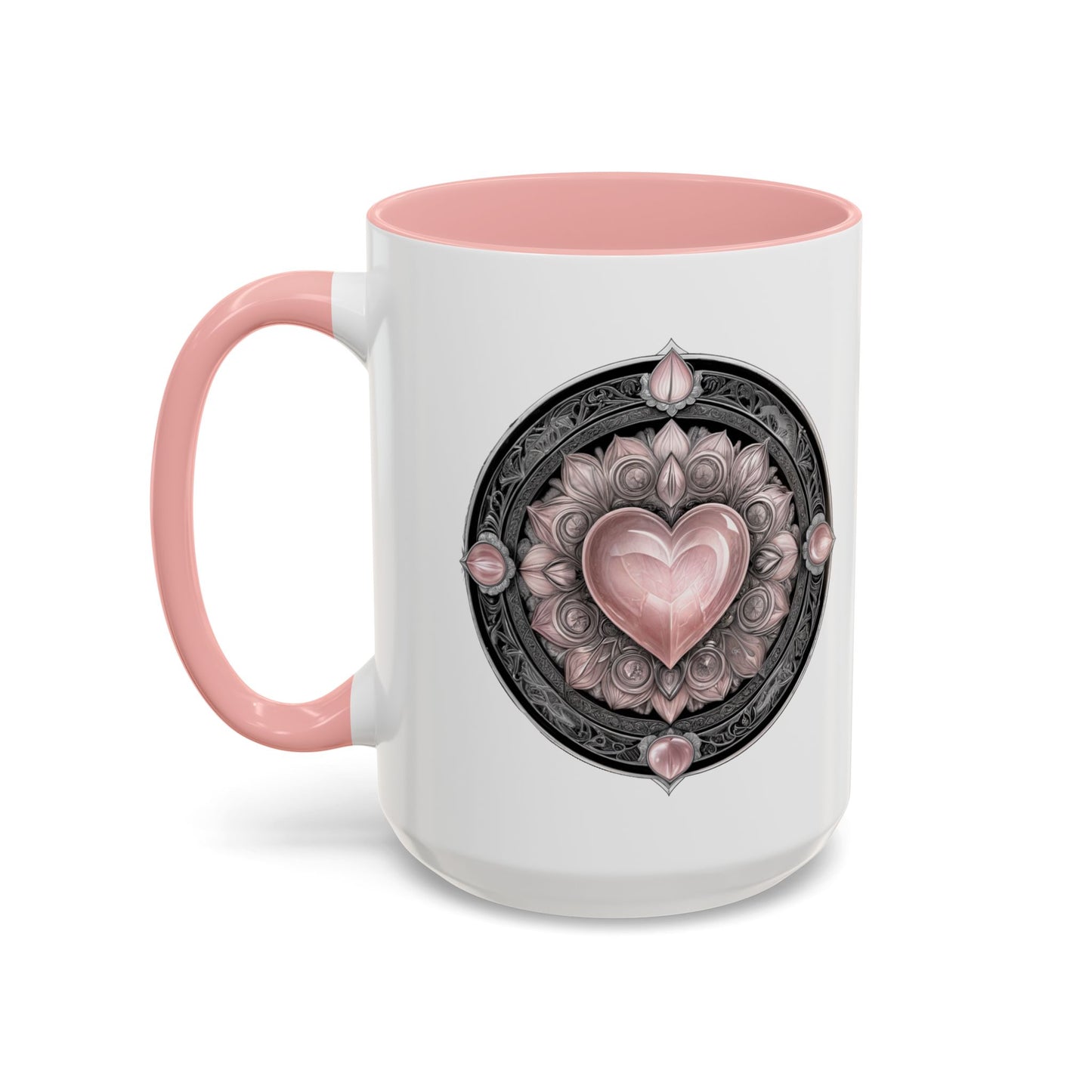 Rose Quartz Love Crystal Coffee Mug with Heartwarming Quote and QR Code Beautiful Gemstone Gift for Valentines Day or Mothers Day