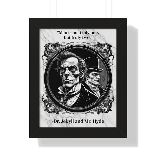 Dr. Jekyll and Mr. Hyde Inspirational Quote Gothic Decor Framed Wall Art for Home Office Gift - Duality Quote Print for Literary Enthusiasts