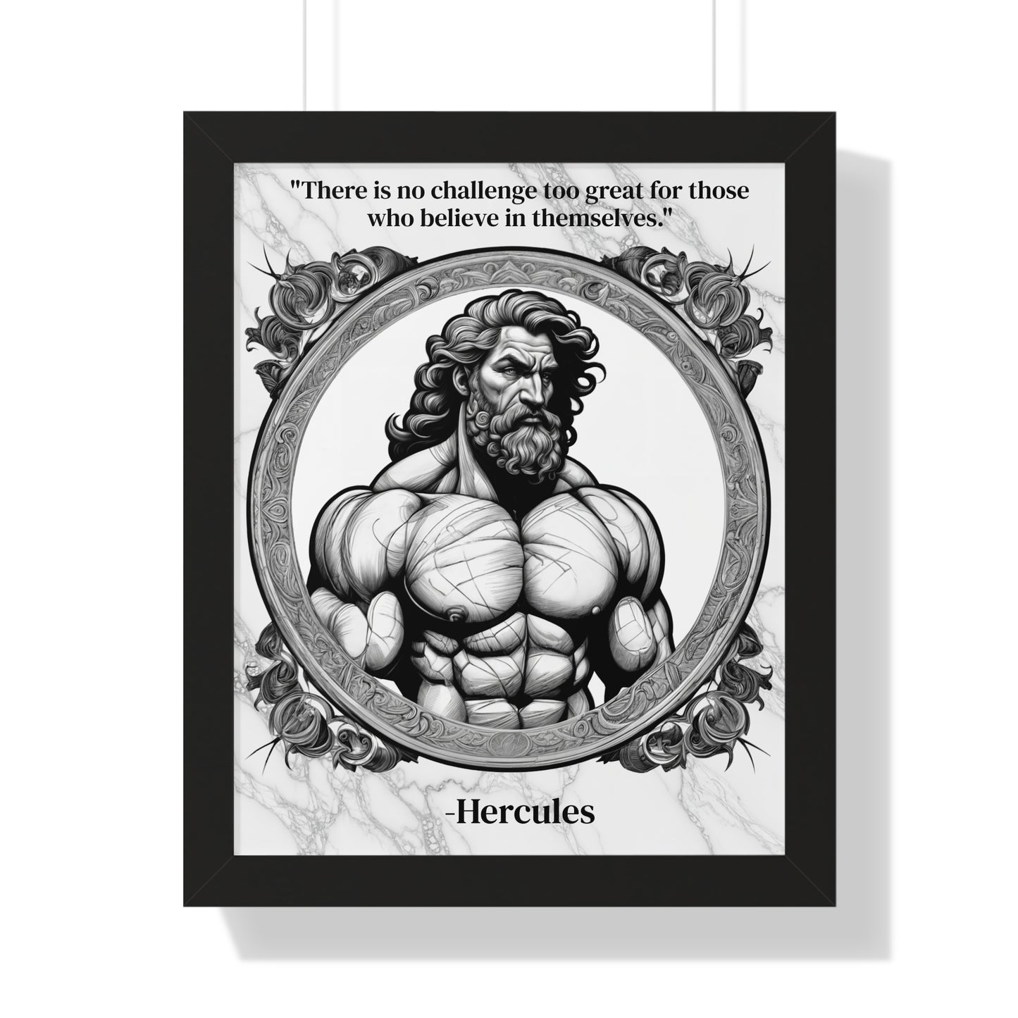 Hercules Inspirational Quote Strength Framed Wall Art for Fitness Motivation Home Decor - Perfect Gift for Workout Enthusiasts Fans