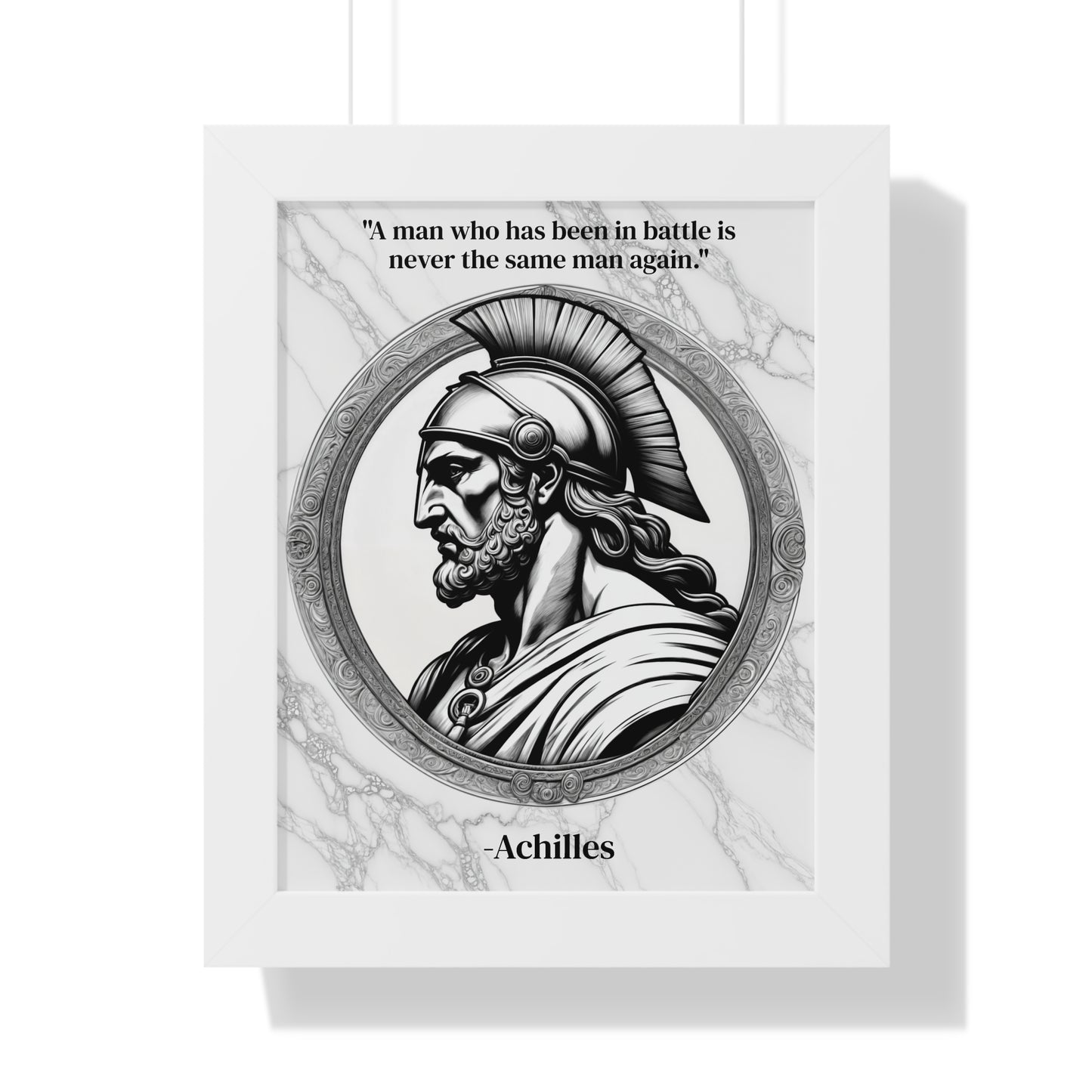 Achilles Greek Mythology Motivational Framed Wall Art Quote for Home Office Decor - Unique Gift for Warrior Spirit Inspirational Fans