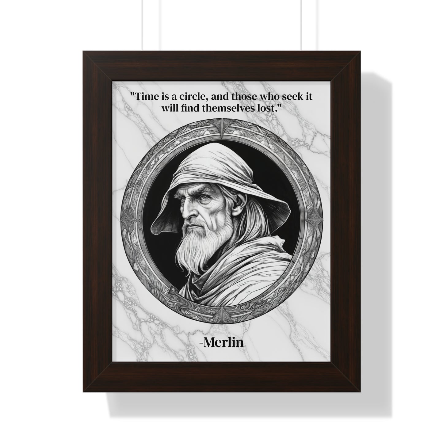 Merlin Magic Wizard Spells Framed Wall Art Inspirational Quote for Fantasy Readers Decor - Perfect Gift for Enchanted Castle Home Lovers Fan