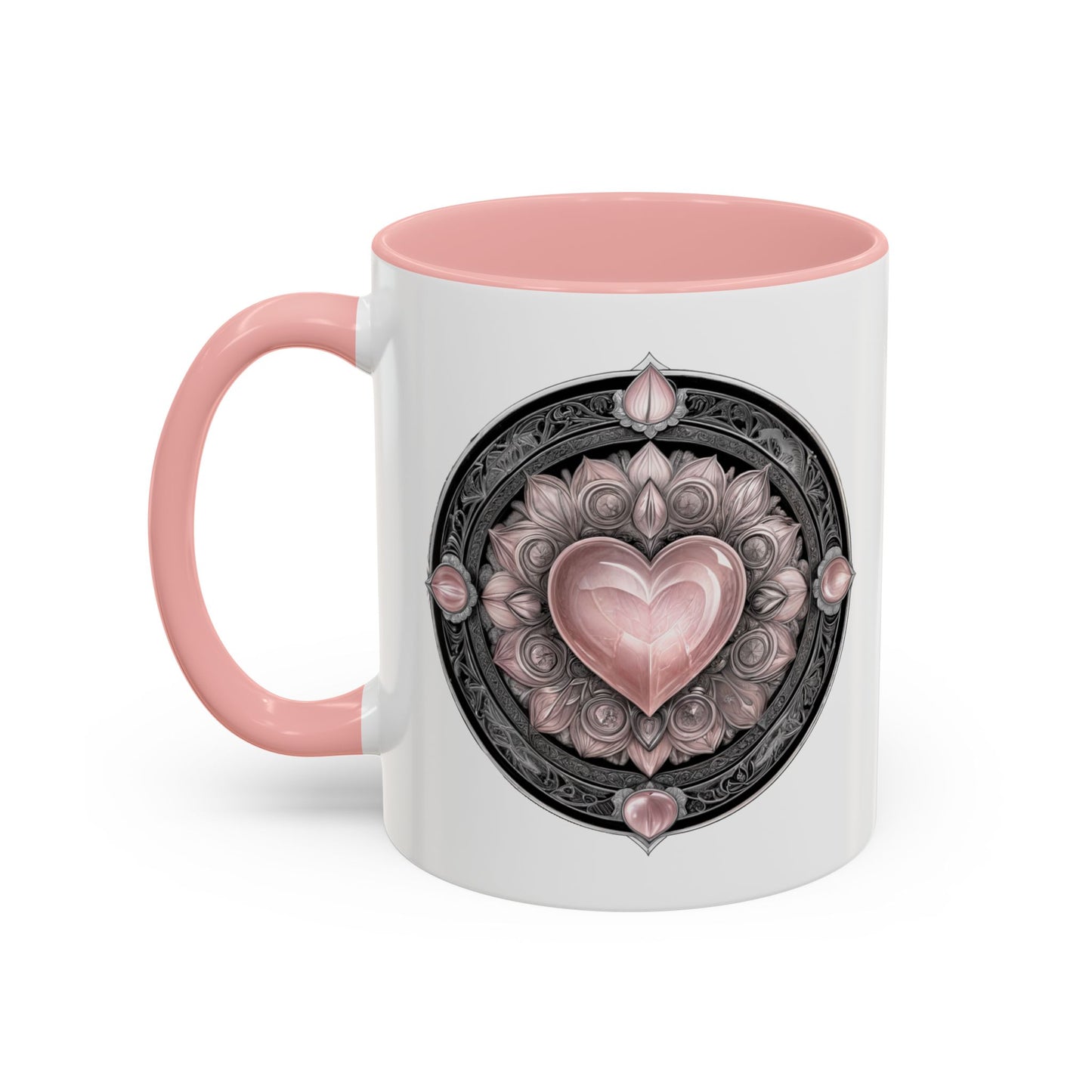 Rose Quartz Love Crystal Coffee Mug with Heartwarming Quote and QR Code Beautiful Gemstone Gift for Valentines Day or Mothers Day