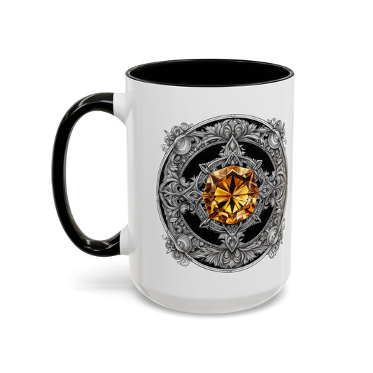 Citrine: Crystals & Gemstones - Quote Coffee Mug with QR Code (11, 15oz)