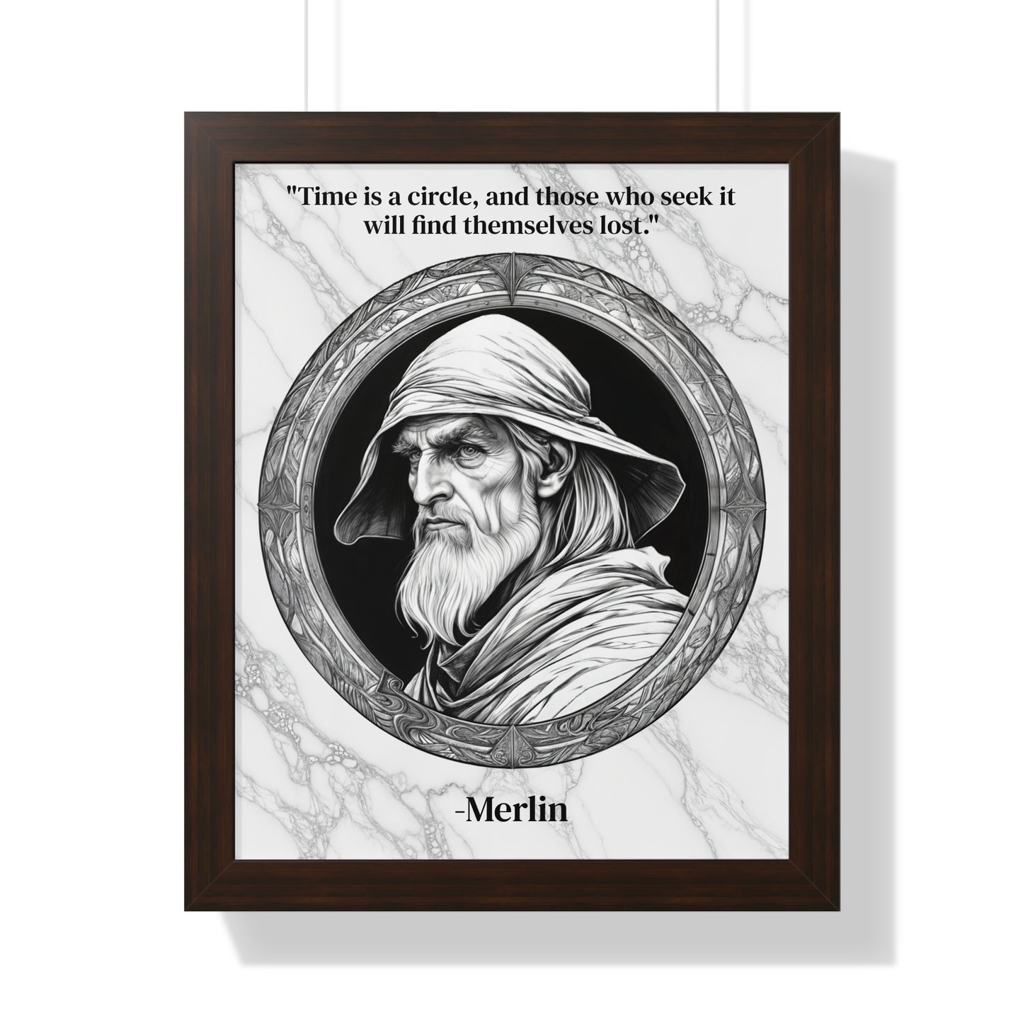 Merlin Magic Wizard Spells Framed Wall Art Inspirational Quote for Fantasy Readers Decor - Perfect Gift for Enchanted Castle Home Lovers Fan