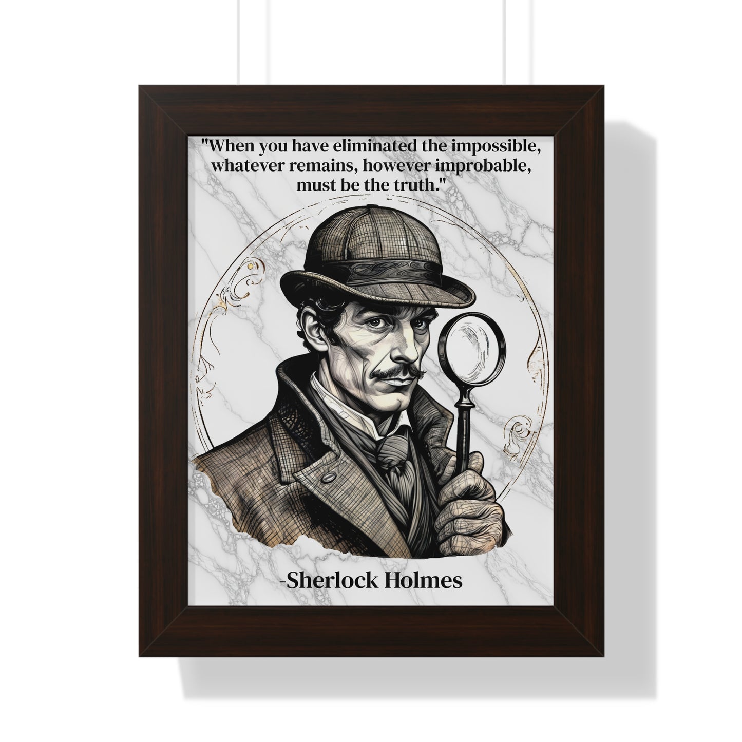 Sherlock Holmes Inspirational Quote Mystery Lover Decor Framed Wall Art for Home Office Gift - Perfect Detective Quote Print for Fans