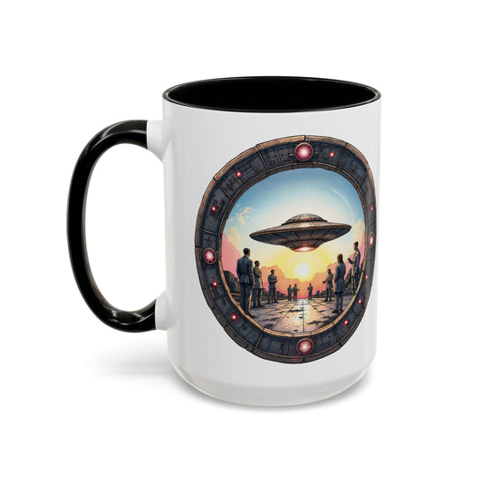 UFO Coffee Mug with Funny Conspiracy Theory Quotes for Enthusiasts Who Enjoy Mysterious Area 51 Humor Unique Gift Ideas QR Code Quote Video