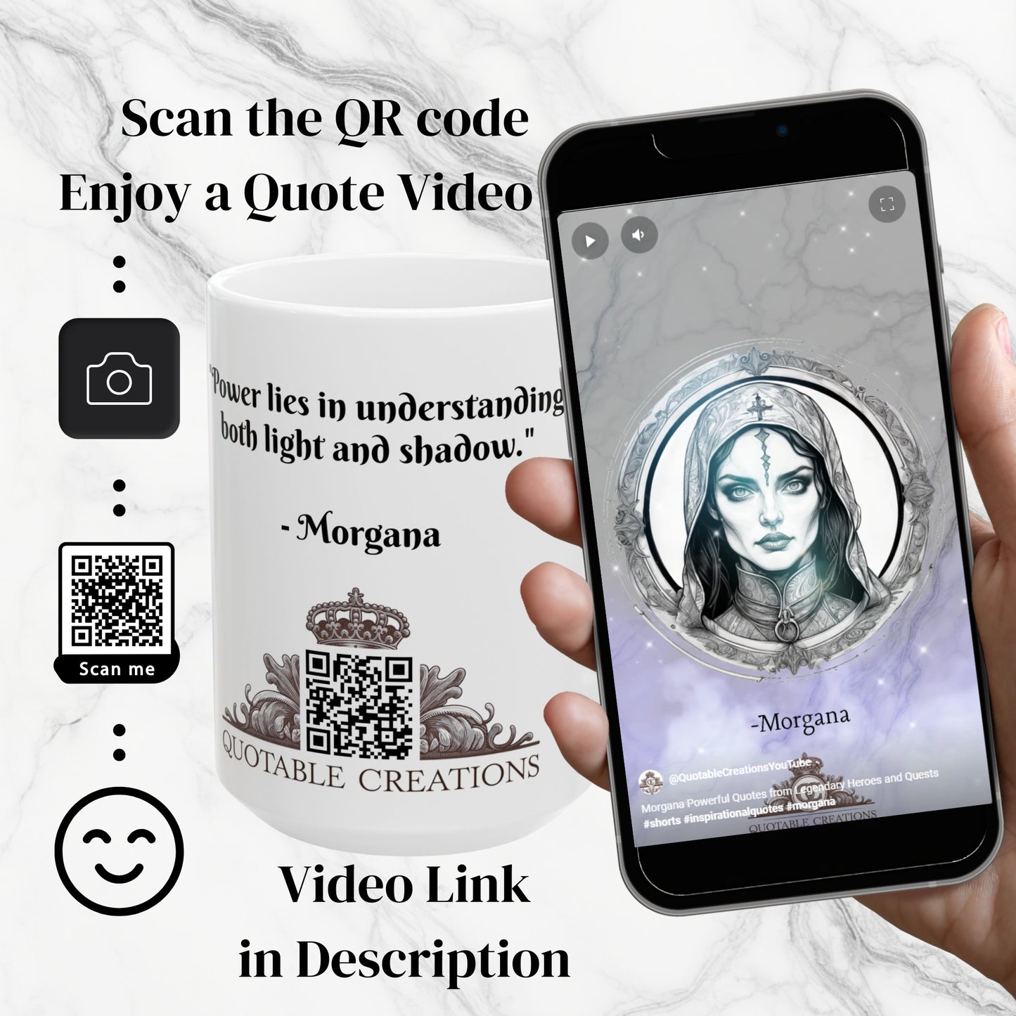 Morgana Inspirational Quote Coffee Mug Ideal Gift for Arthurian Legend Fans and Fantasy Lovers Perfect for Magical Mornings QR Quote Video