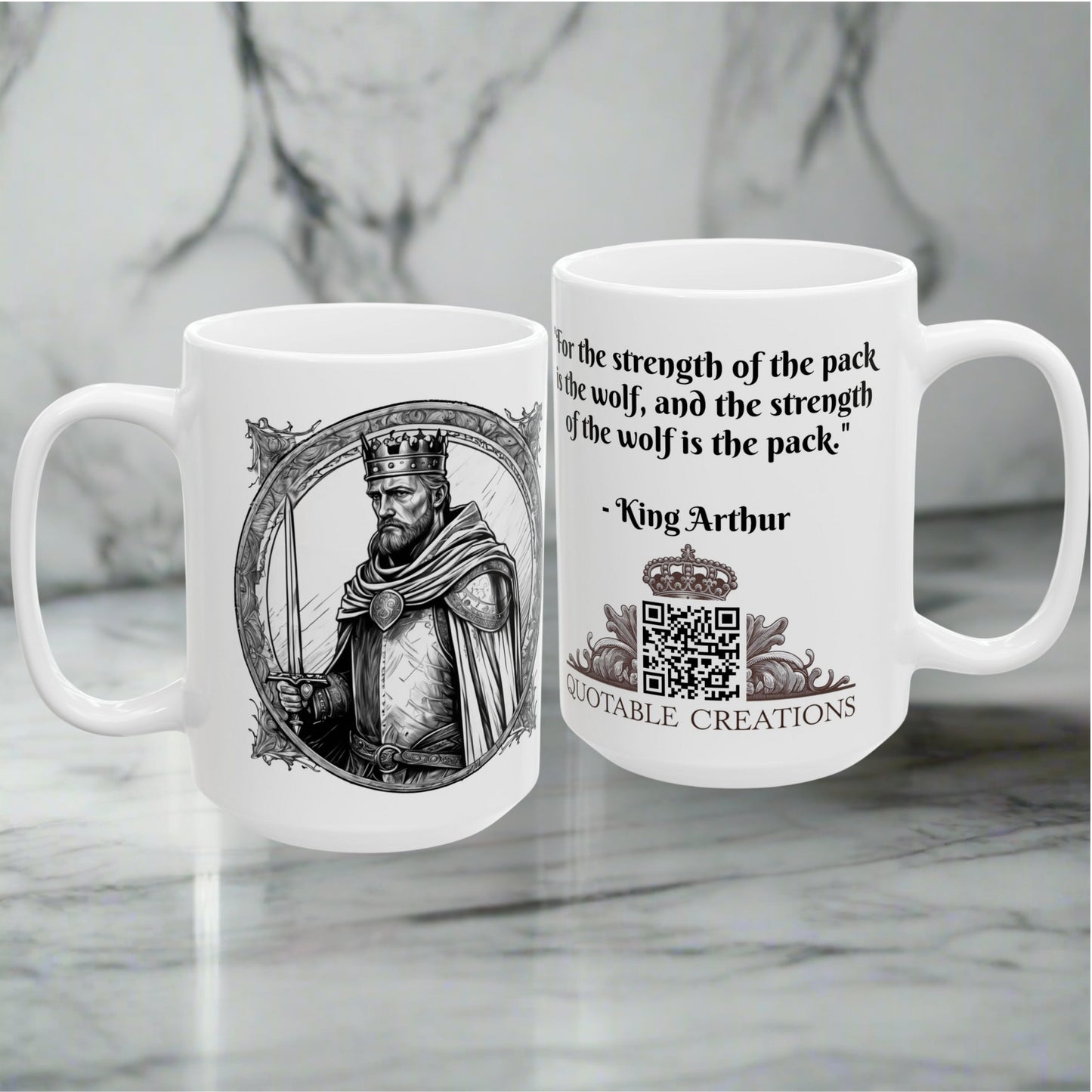 King Arthur Inspirational Quote Coffee Mug Unique Gift for Knights of the Round Table Fantasy Fans Perfect for Collectors QR Quote Video