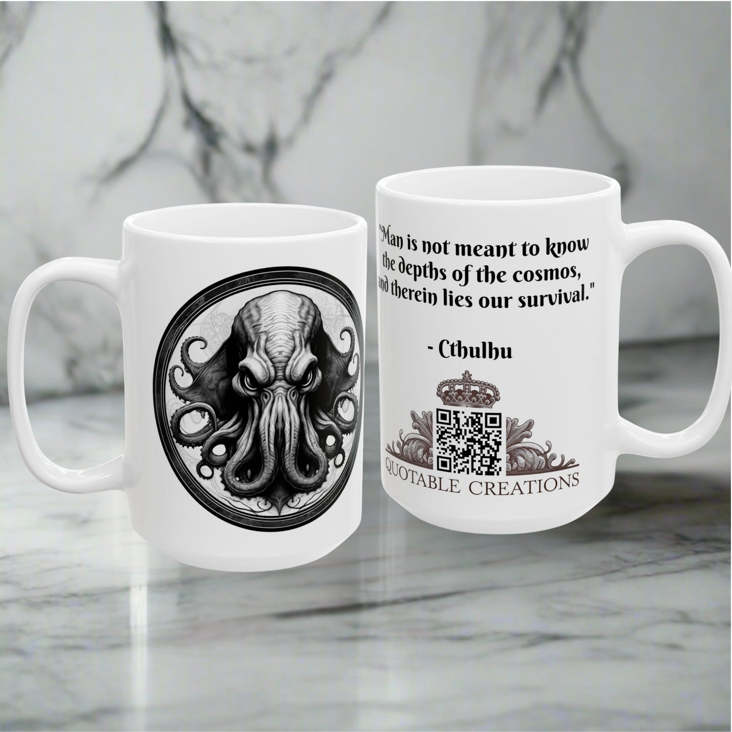 Cthulhu Quote Coffee Mug Perfect Gift for Horror Fans and Lovecraft Enthusiasts Unique Coffee Mug for Dark Fiction Lovers QR Quote Video