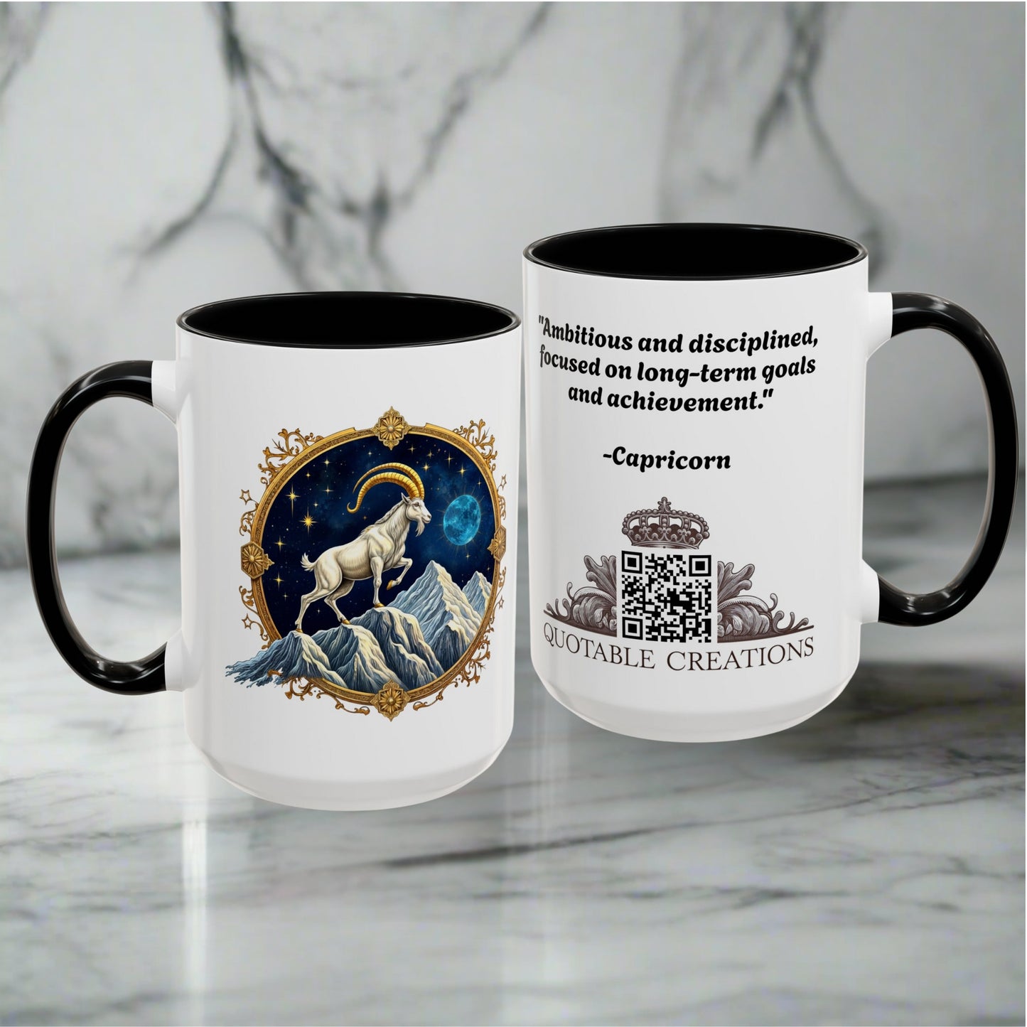 Capricorn Zodiac Coffee Mug with Inspirational Quote and Smart QR Code Perfect Astrology Gift Unique Capricorn Horoscope Mug for Enthusiasts