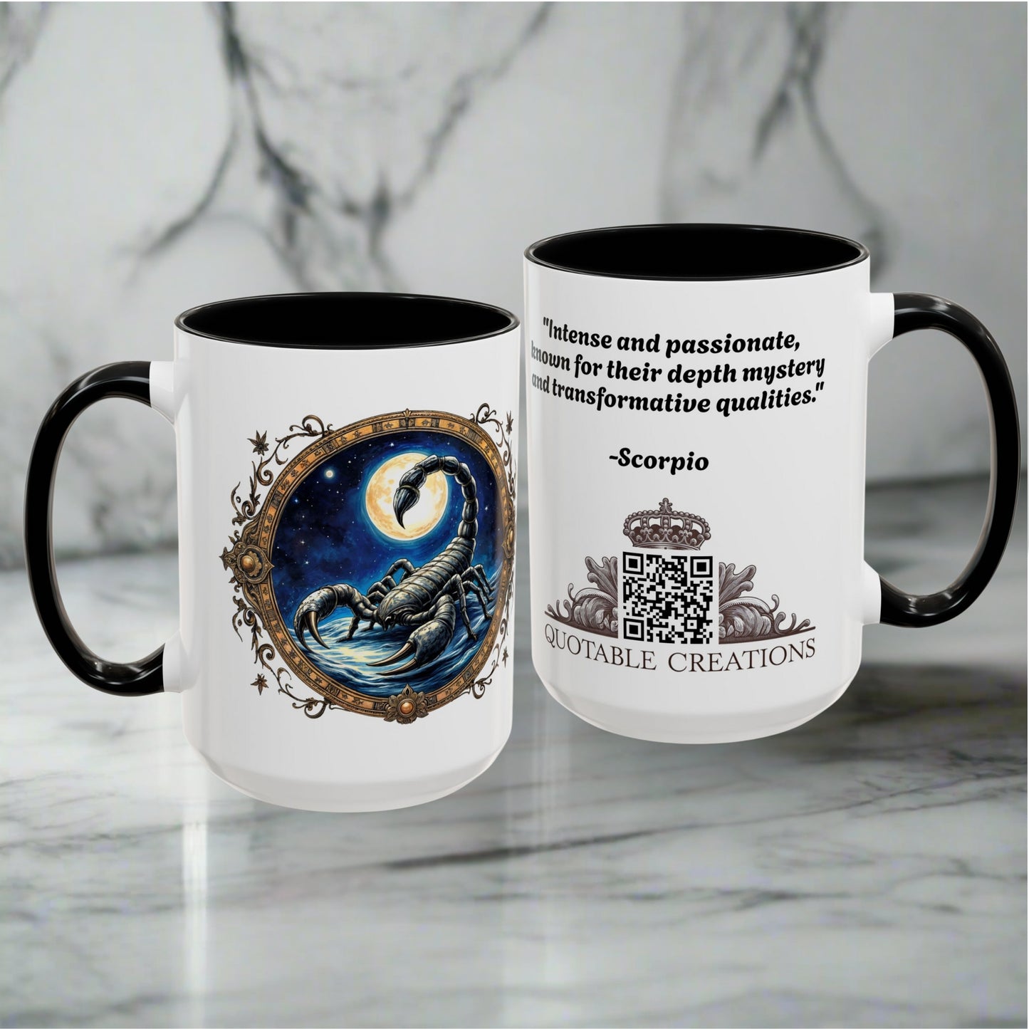 Scorpio Zodiac Coffee Mug with Inspirational Quote and Smart QR Code Mysterious Astrology Gift Unique Horoscope Mug for Scorpio Lovers