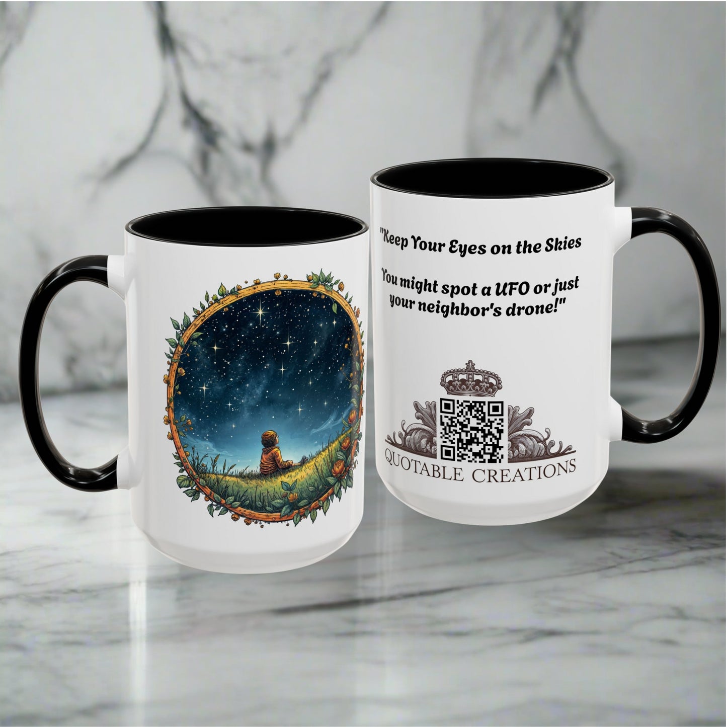 UFO Coffee Mug with Funny Alien Quotes for Skeptical Space Enthusiasts Fans of Quirky Gifts and Unique Alien Sightings QR Code Quote Video