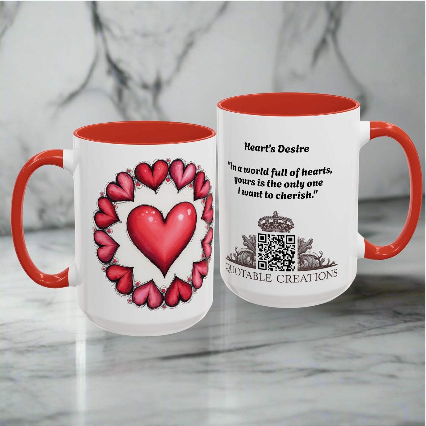 Hearts Desire Mug Cherished Friend Lover Gift for Loved Ones Perfect Present for Romantic Relationship Moments QR Quote Video Keepsake