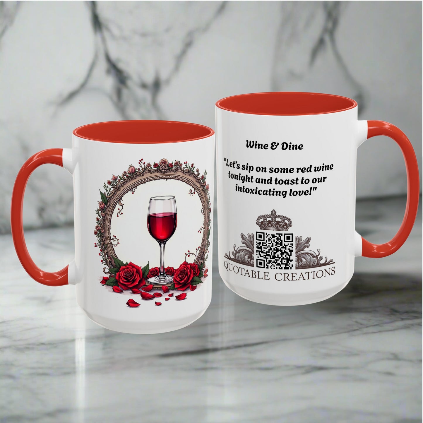 Wine & Dine Mug Cheers to Love with This Heartwarming Lovers Gift Just Because Present Couples Moments Over Coffee and QR Quote Video