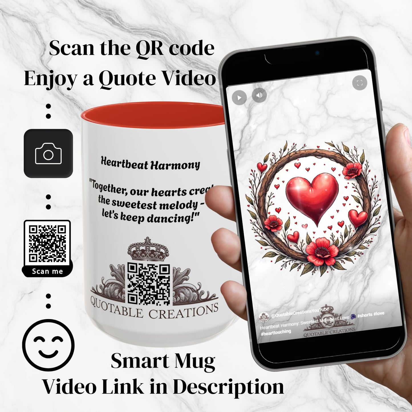 Heartbeat Harmony Mug Celebrate Your Sweet Musical Love Perfect for Loving Couples for Romance and Flirty QR Quote Video for Melodic Moments