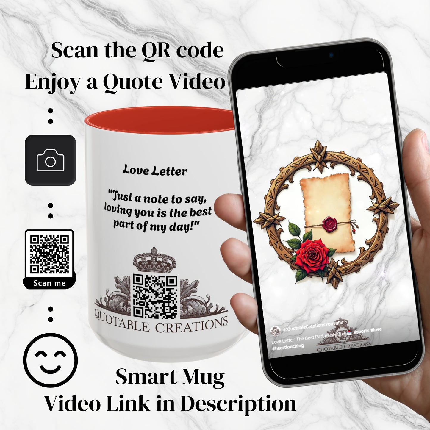 Love Letter Mug Heartfelt Gift for Special Moments Lovers and Relationship Beautiful Reminder of Love QR Quote Video for Cherished Memories