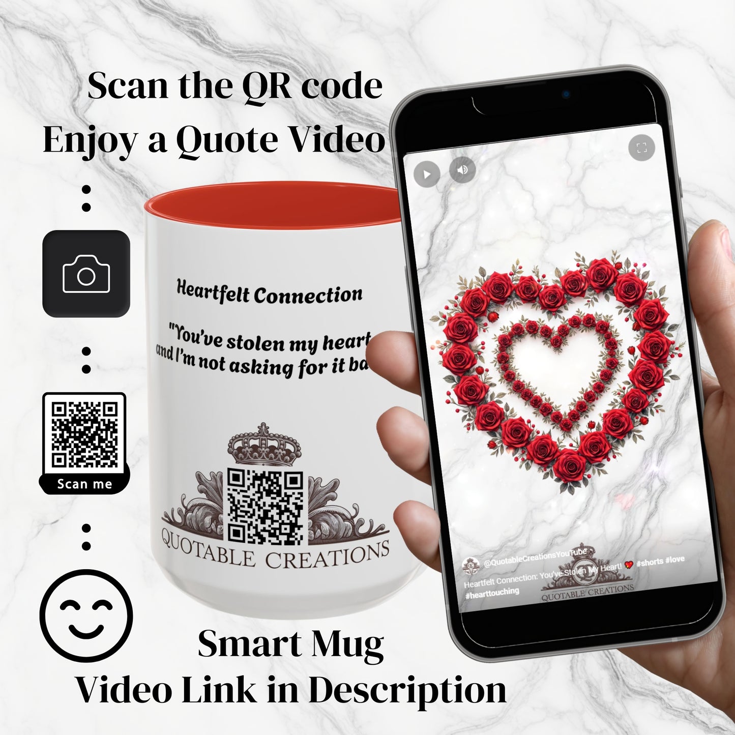 Heartfelt Connection Love Mug The Perfect Gift for Couples Lovers Just Because Capture Your Love Story in a Heartwarming QR Quote Video