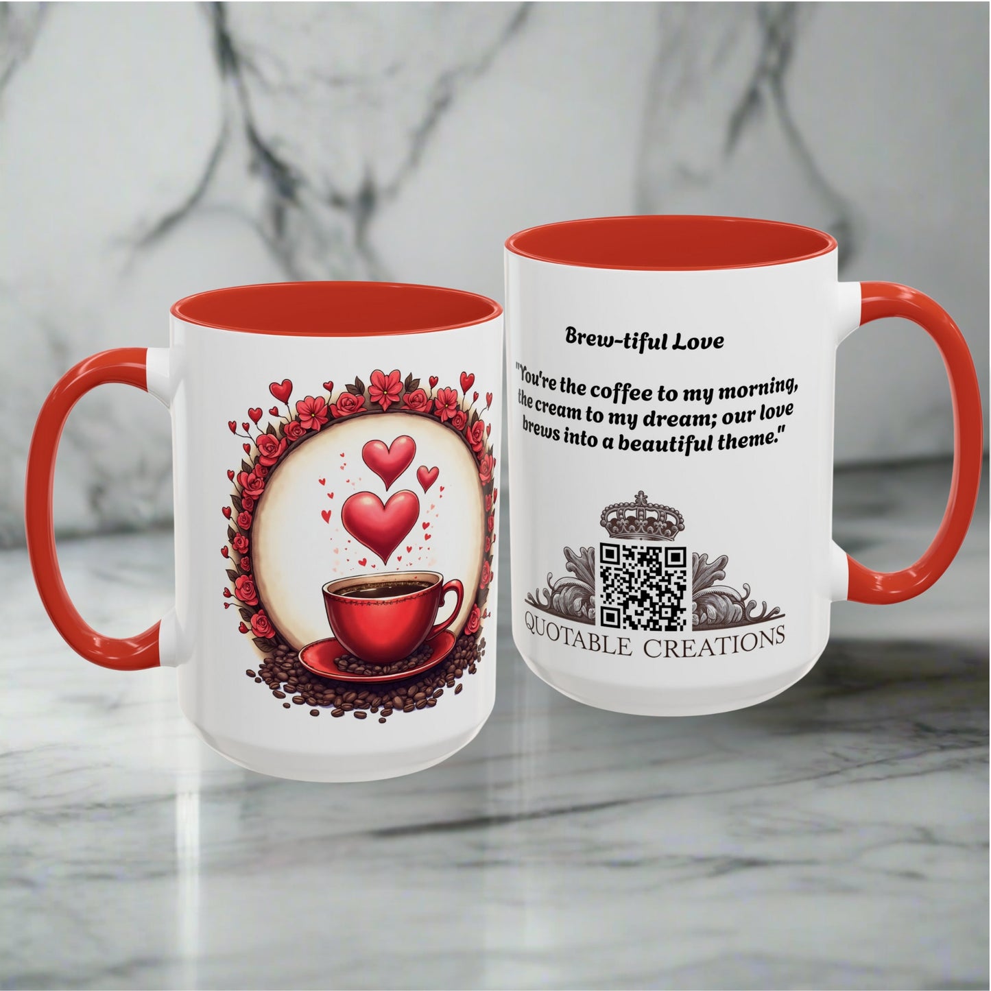 Brew-tiful Love Coffee Mug for Couples Romantic Gift for Coffee Lovers with Heartwarming Quote Perfect Valentine's Day Gift QR Quote Video