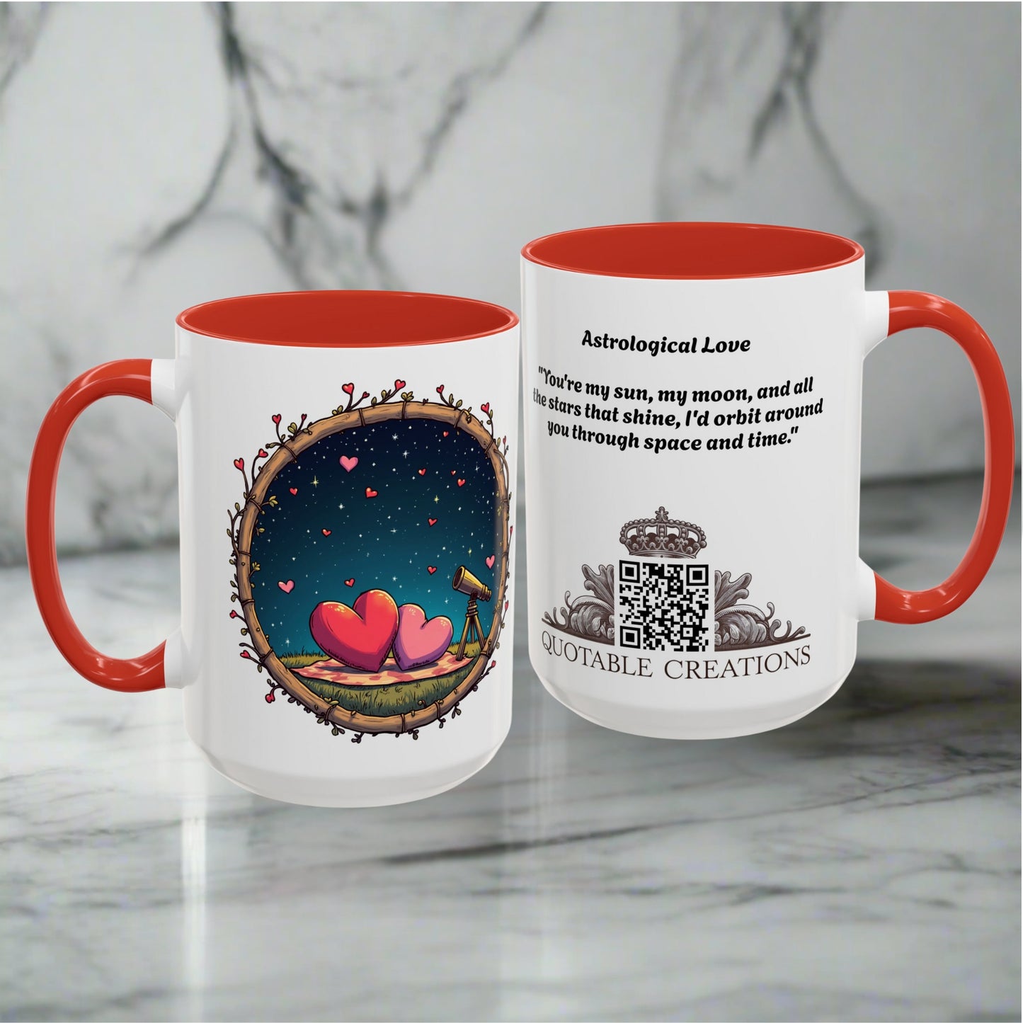 Astrological Love Mugs for Couples Beautiful Coffee Gift for Star Lovers Perfect Romantic Present with Inspiring Love Quote QR Quote Video