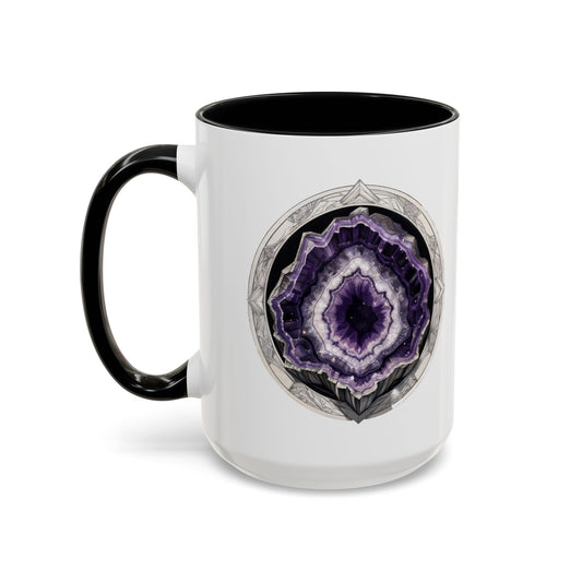 Amethyst: Crystals & Gemstones - Quote Coffee Mug with QR Code (11, 15oz)